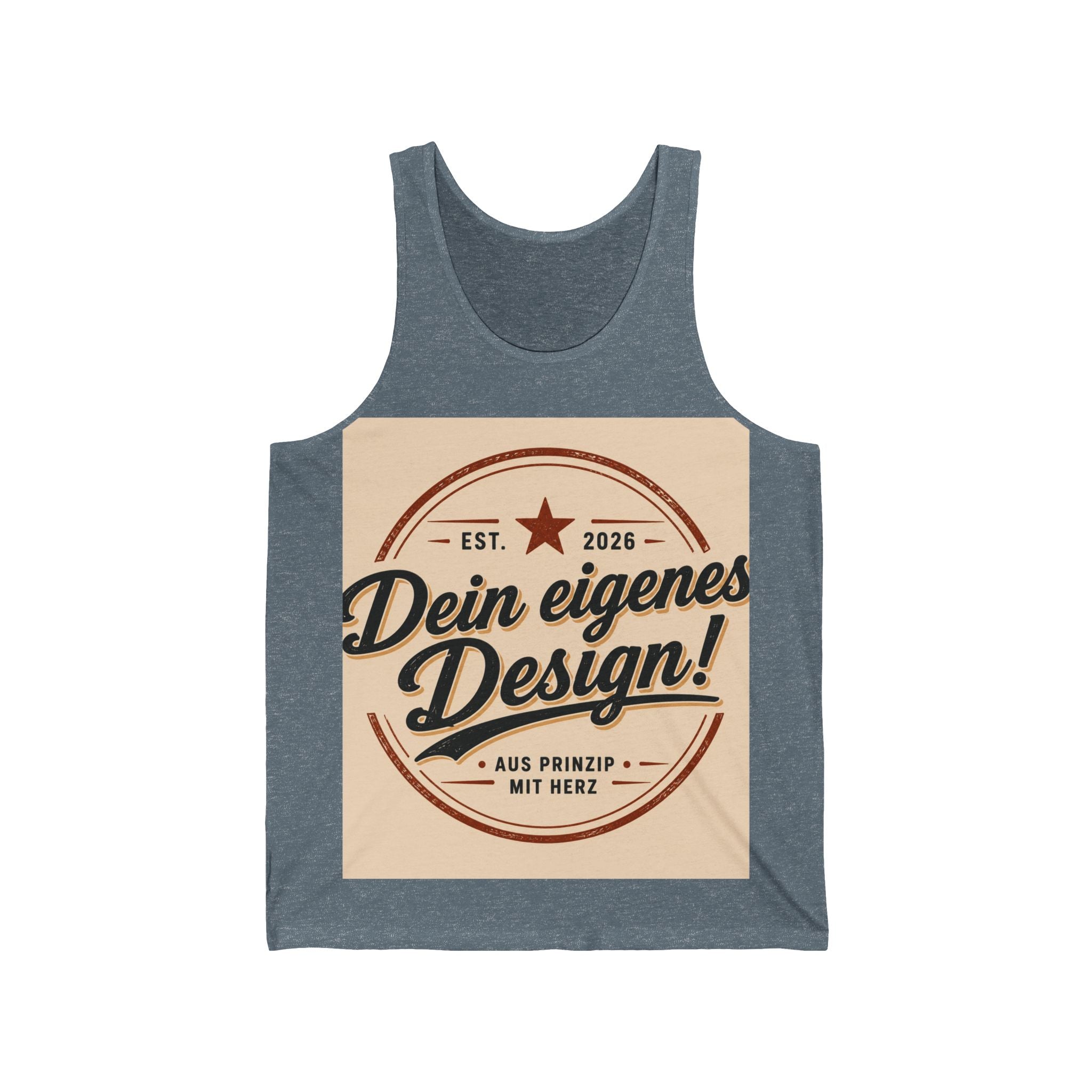 Retro Badge Tank Top — "Dein eigenes Design!" Custom German Vintage Logo Tank