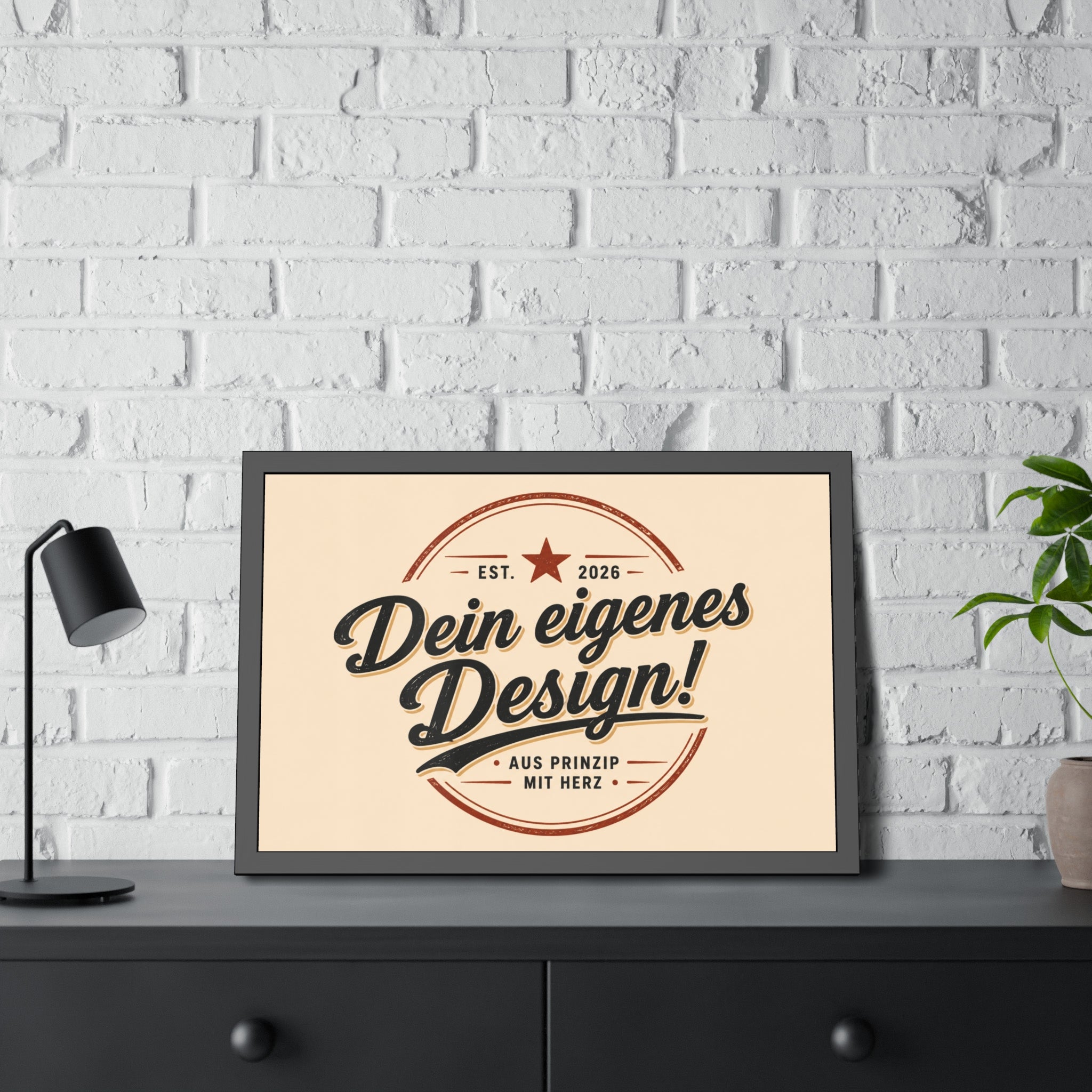 Framed Poster — Custom 'Dein eigenes Design!' Wall Art (Vintage Badge)