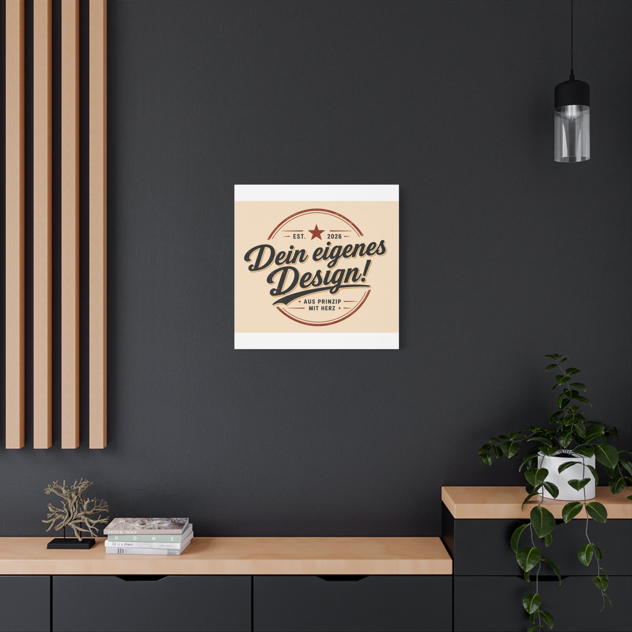 Matte Stretched Canvas - "Dein eigenes Design!" Vintage Badge Wall Art