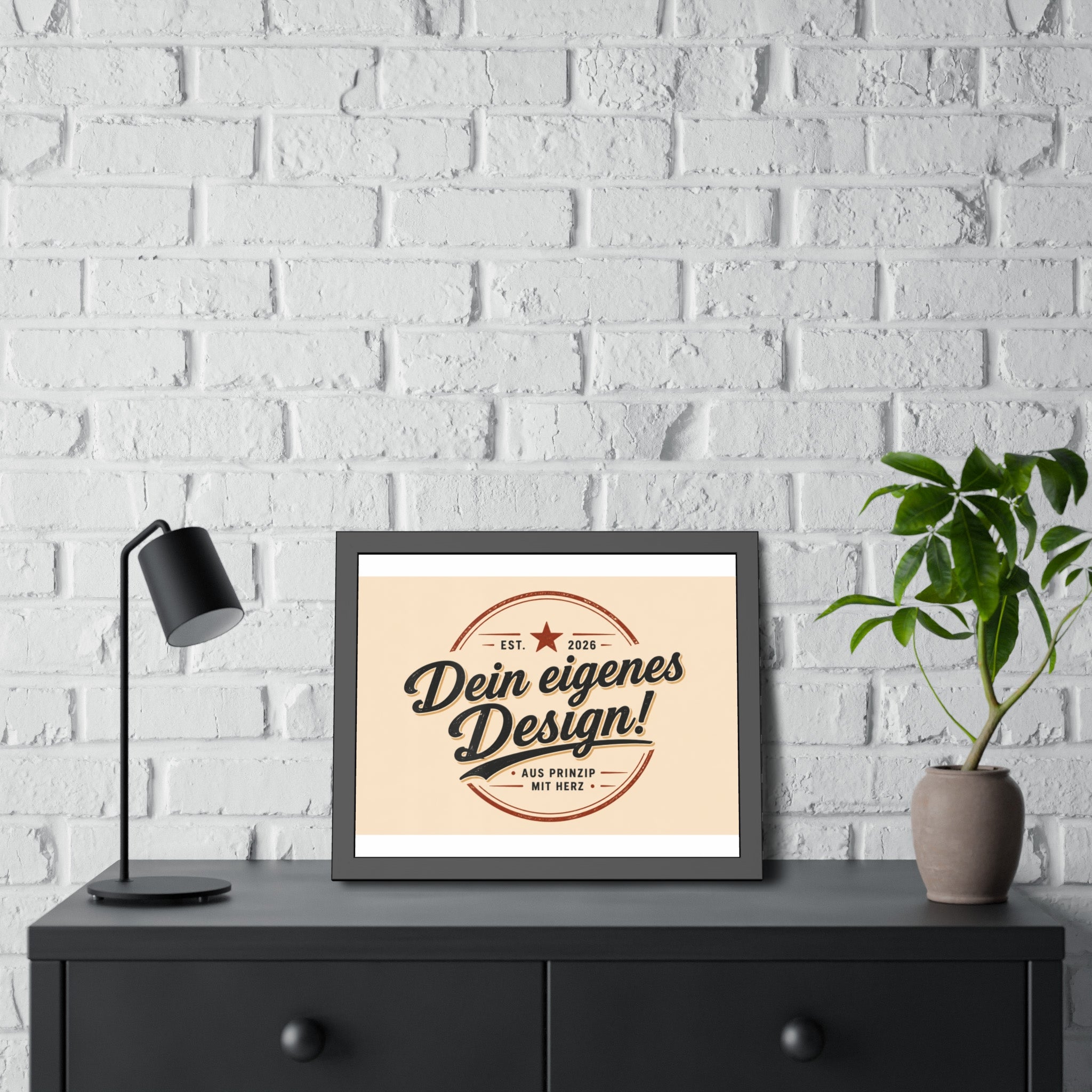 Framed Poster — Custom 'Dein eigenes Design!' Wall Art (Vintage Badge)