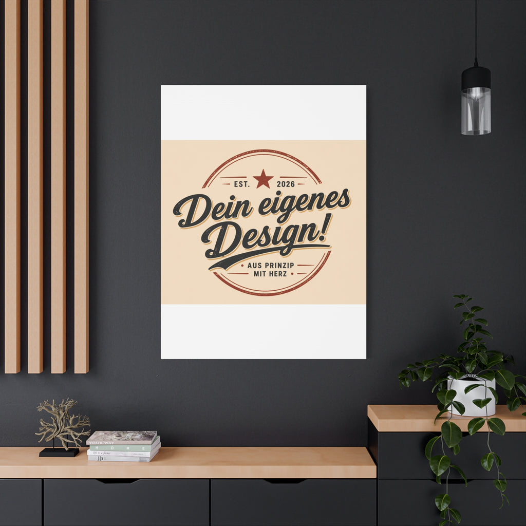 Matte Stretched Canvas - "Dein eigenes Design!" Vintage Badge Wall Art