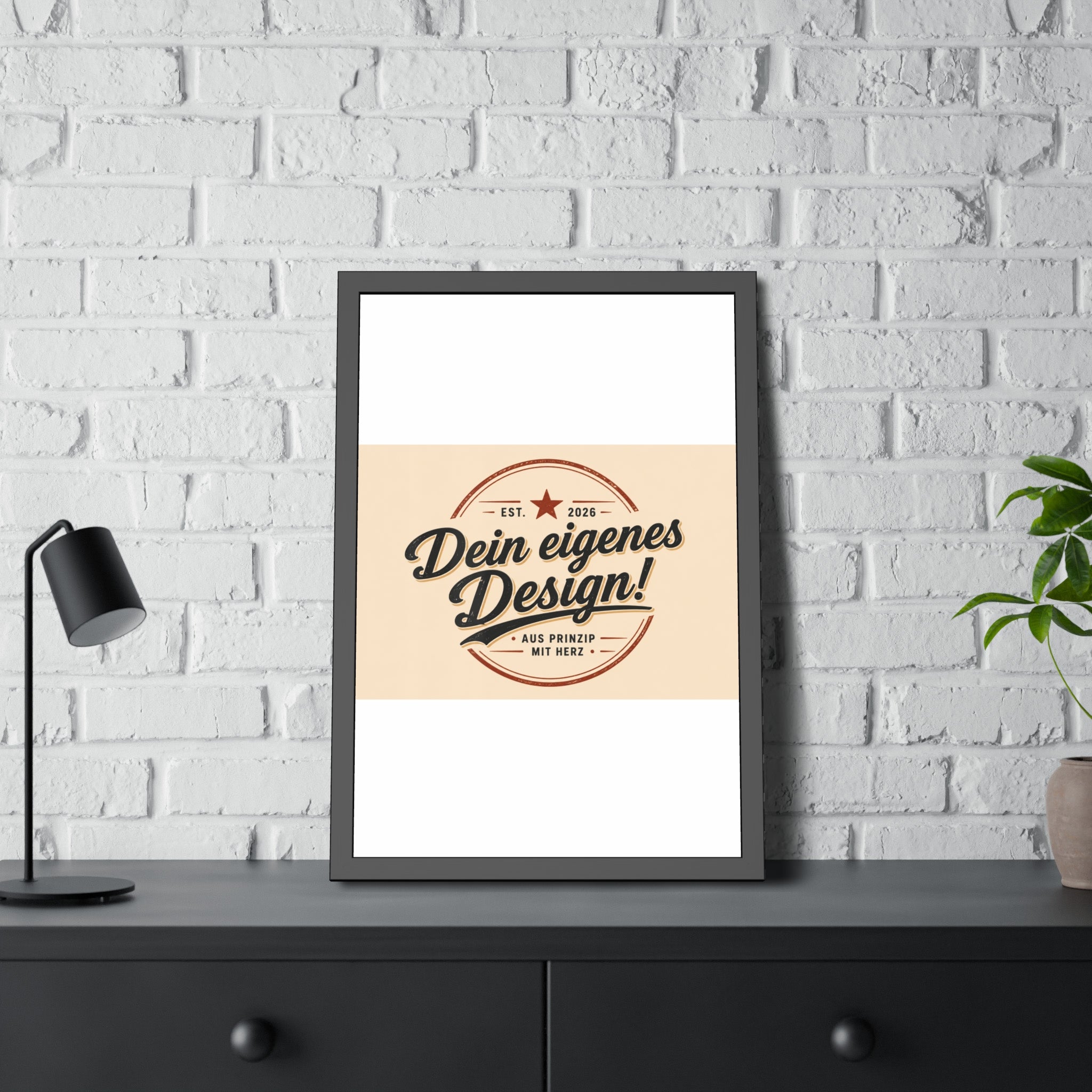 Framed Poster — Custom 'Dein eigenes Design!' Wall Art (Vintage Badge)
