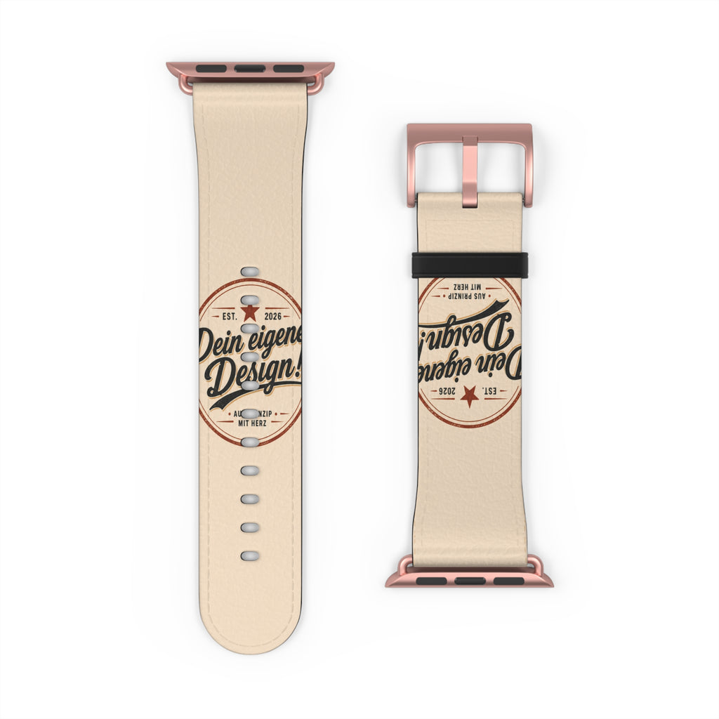 Vintage Stamp Leather Watch Band — Custom 'Dein eigenes Design' Accent