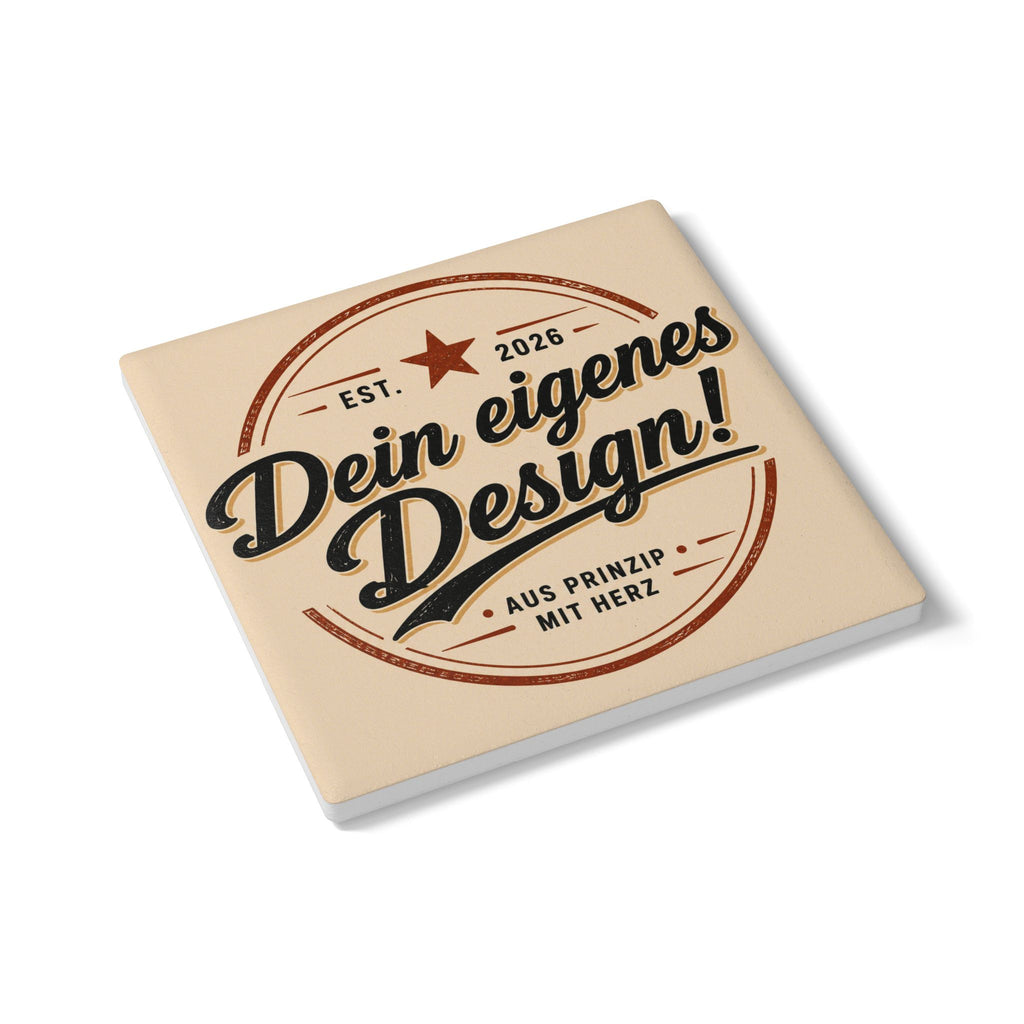 Ceramic Coaster — Retro Vintage Design "Dein eigenes Design!" (Est. 2026)