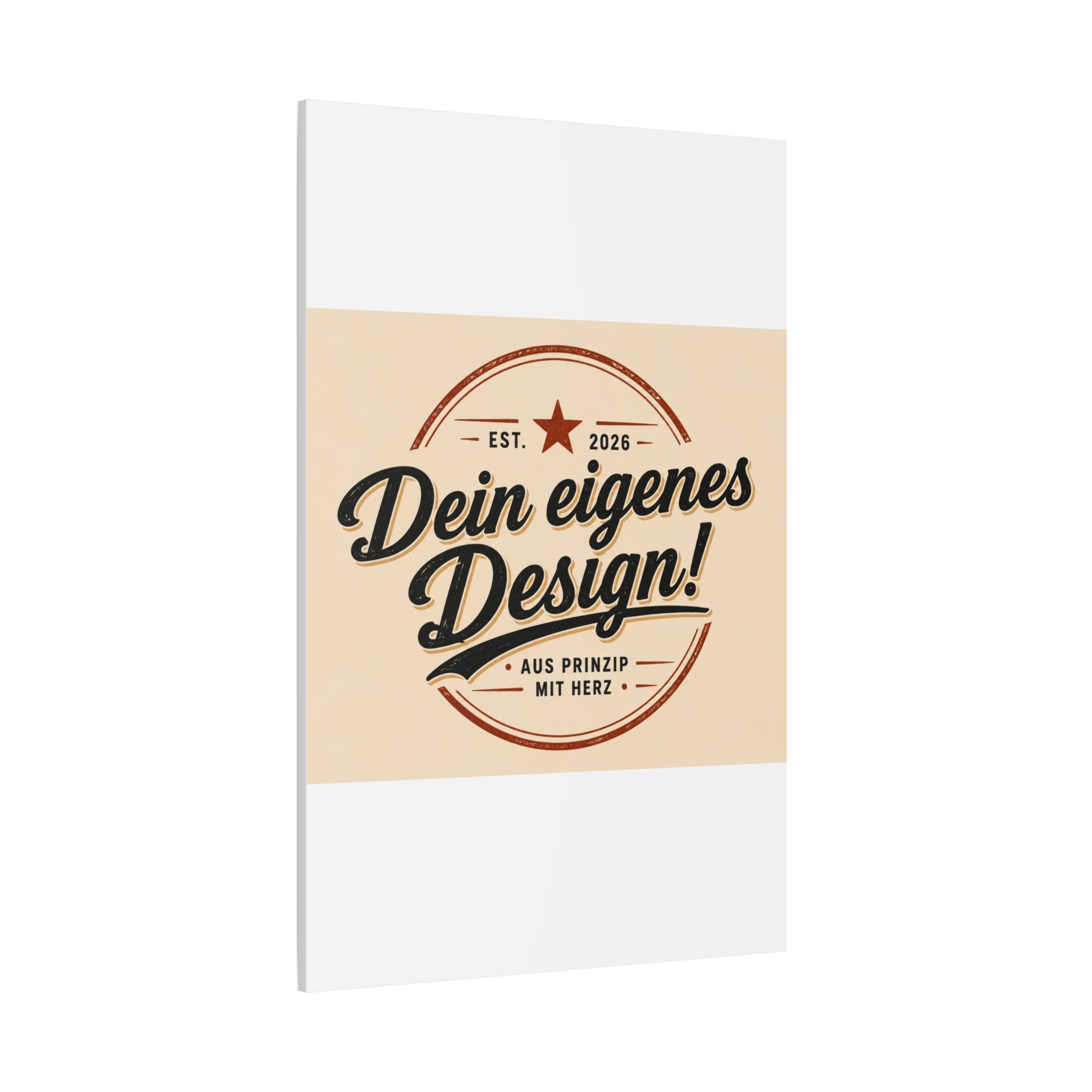 Matte Stretched Canvas - "Dein eigenes Design!" Vintage Badge Wall Art