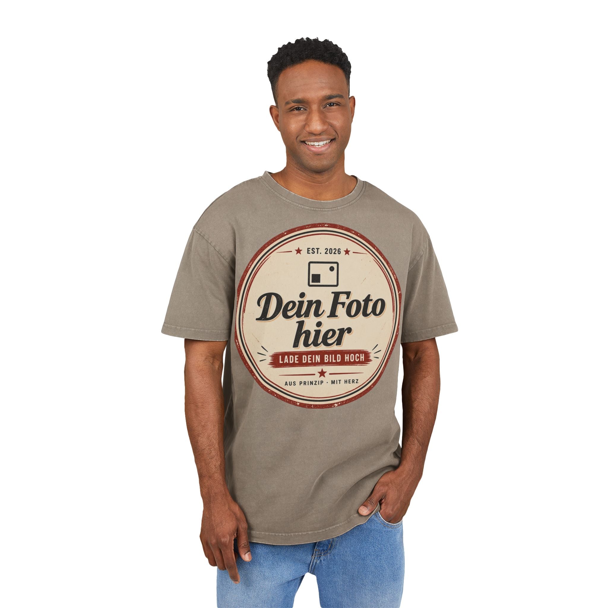 Oversized T-Shirt personalized Acid Wash – Design your own photo