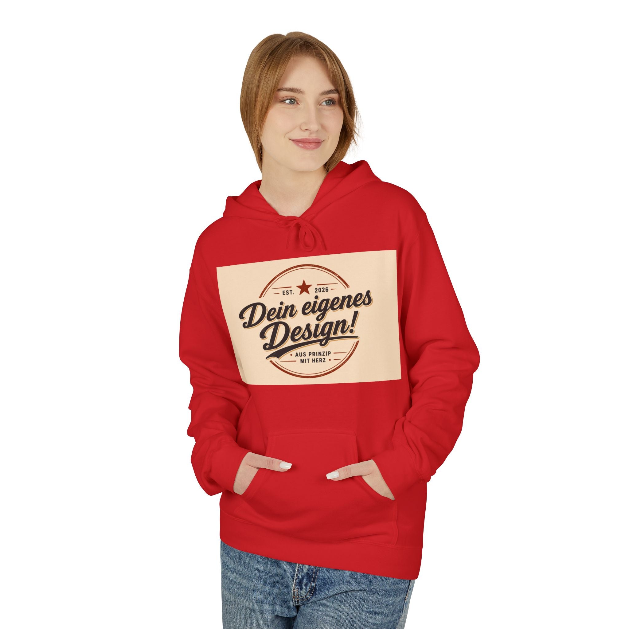 Hoodie — Custom Vintage Badge Design (Dein eigenes Design!)
