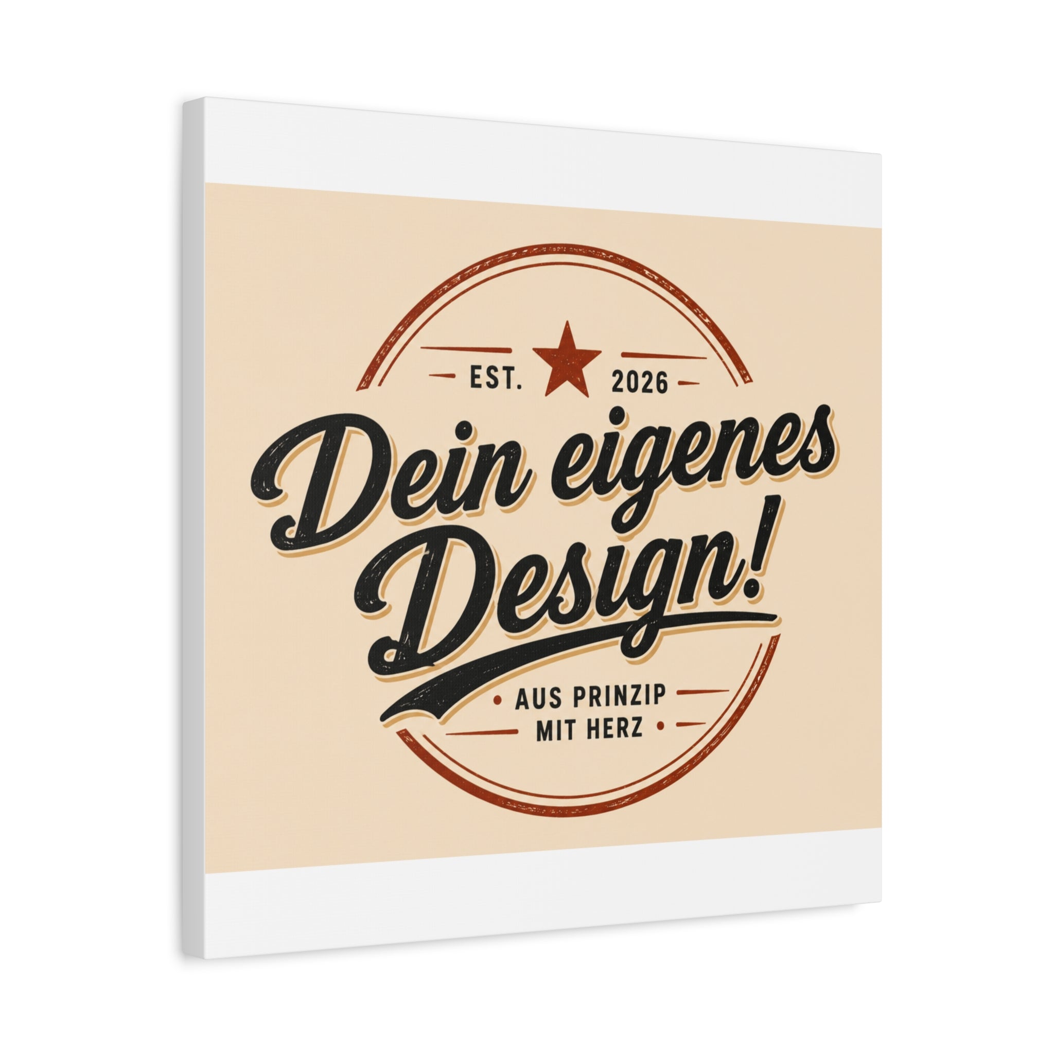 Matte Stretched Canvas - "Dein eigenes Design!" Vintage Badge Wall Art