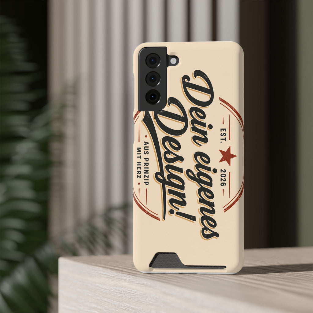 Retro Script Phone Case with Card Holder — "Dein eigenes Design!"