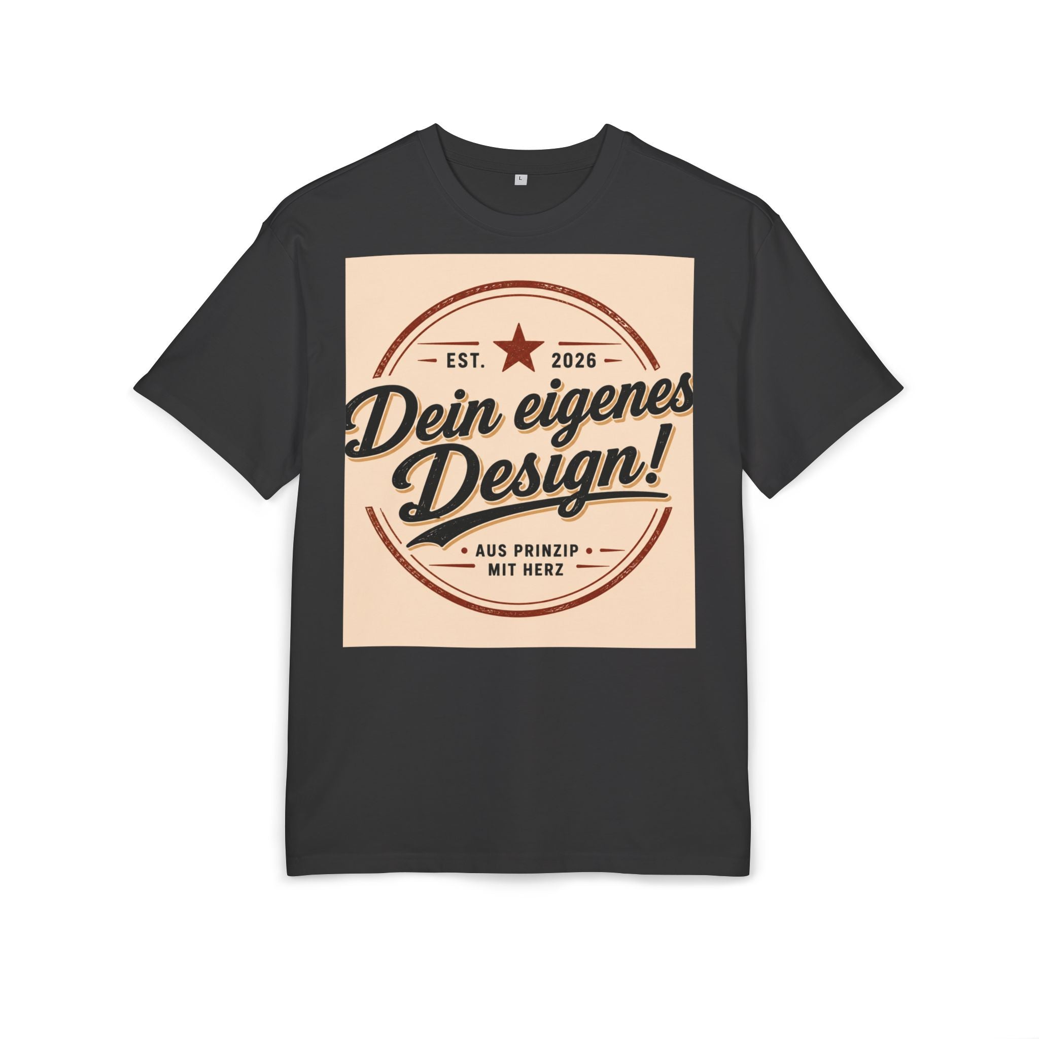 Oversize Tee — "Dein eigenes Design!" Retro Badge Graphic