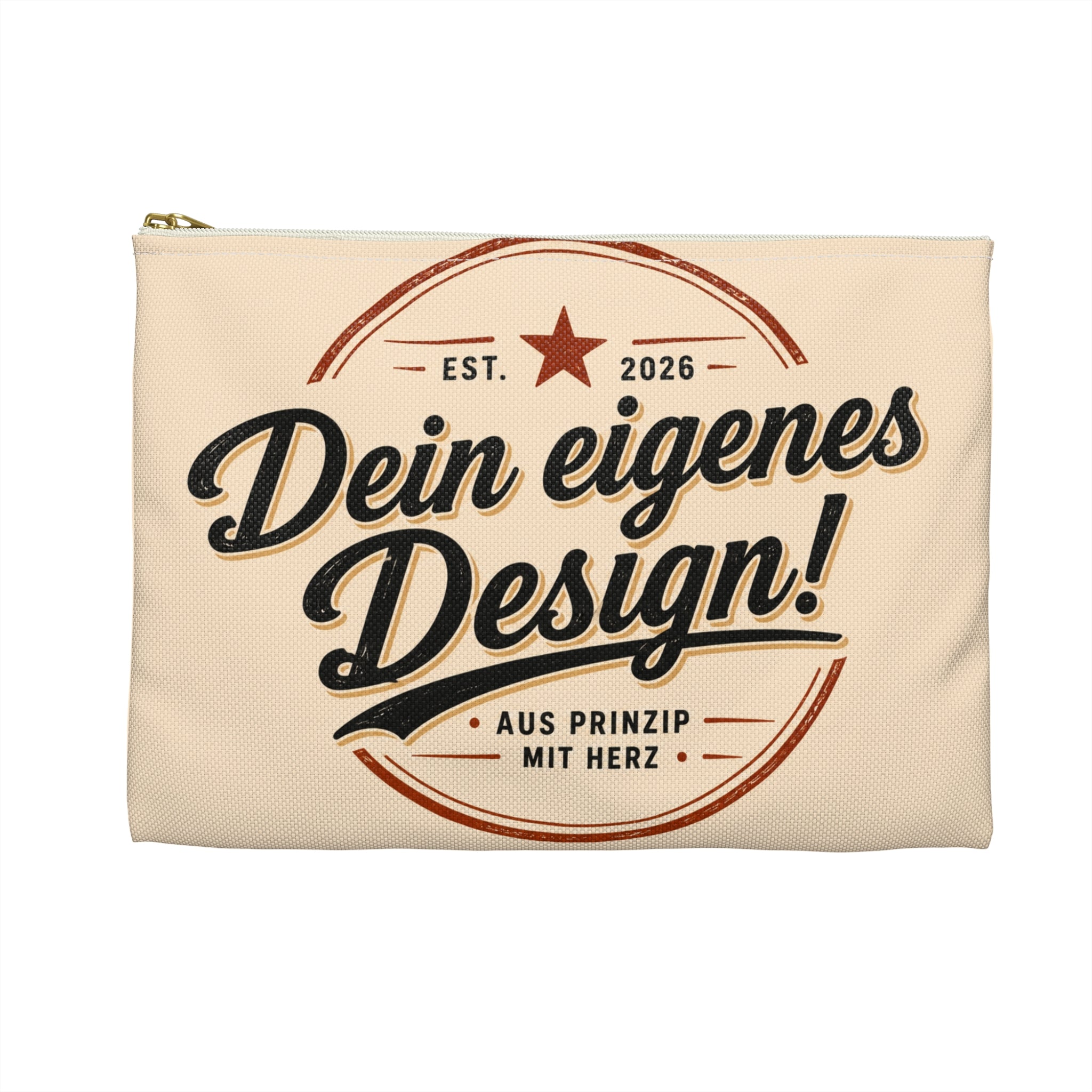 Retro Logo Accessory Pouch — "Dein eigenes Design!" Cotton Zip Bag