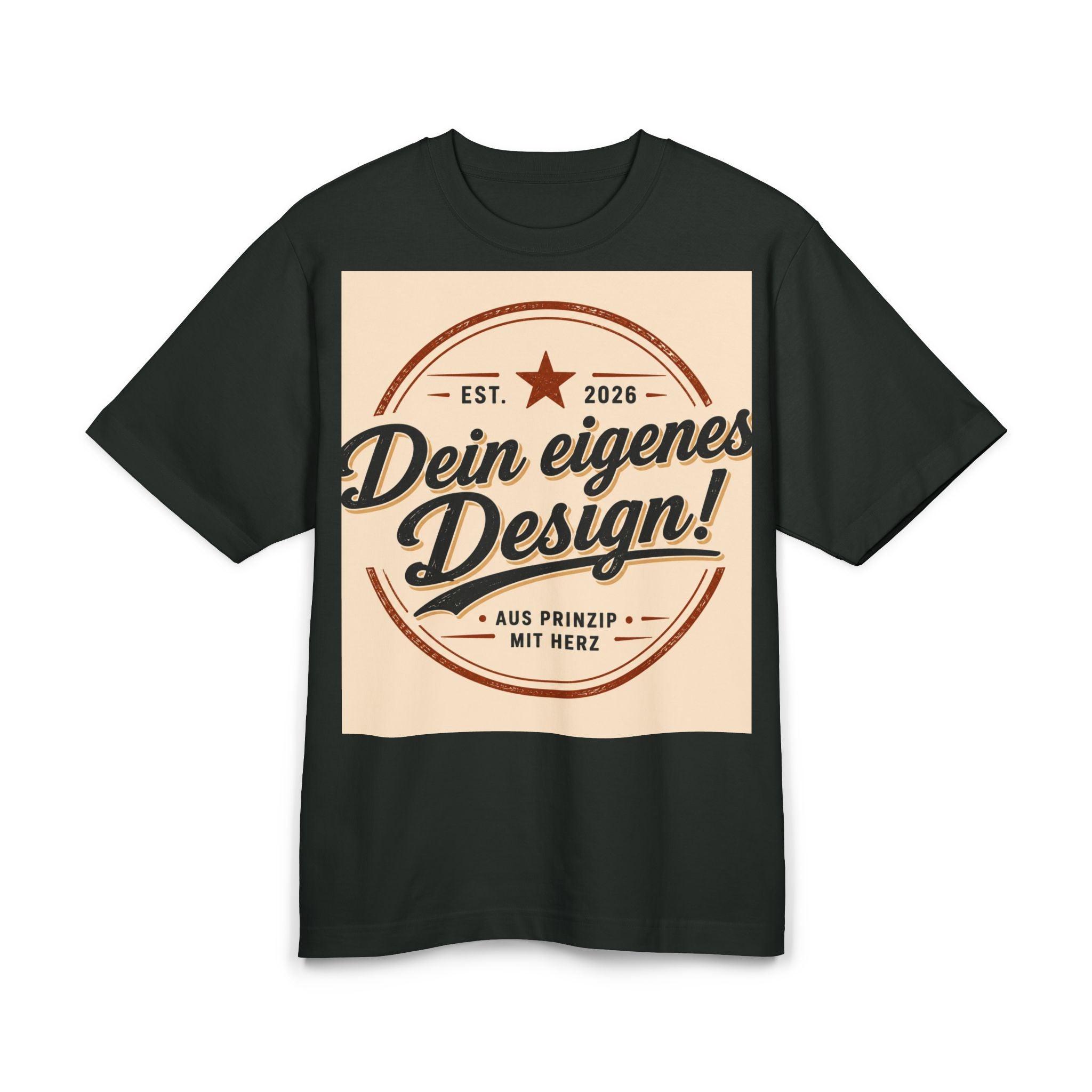 Retro Badge T‑Shirt – "Dein eigenes Design!" Custom German Logo Tee