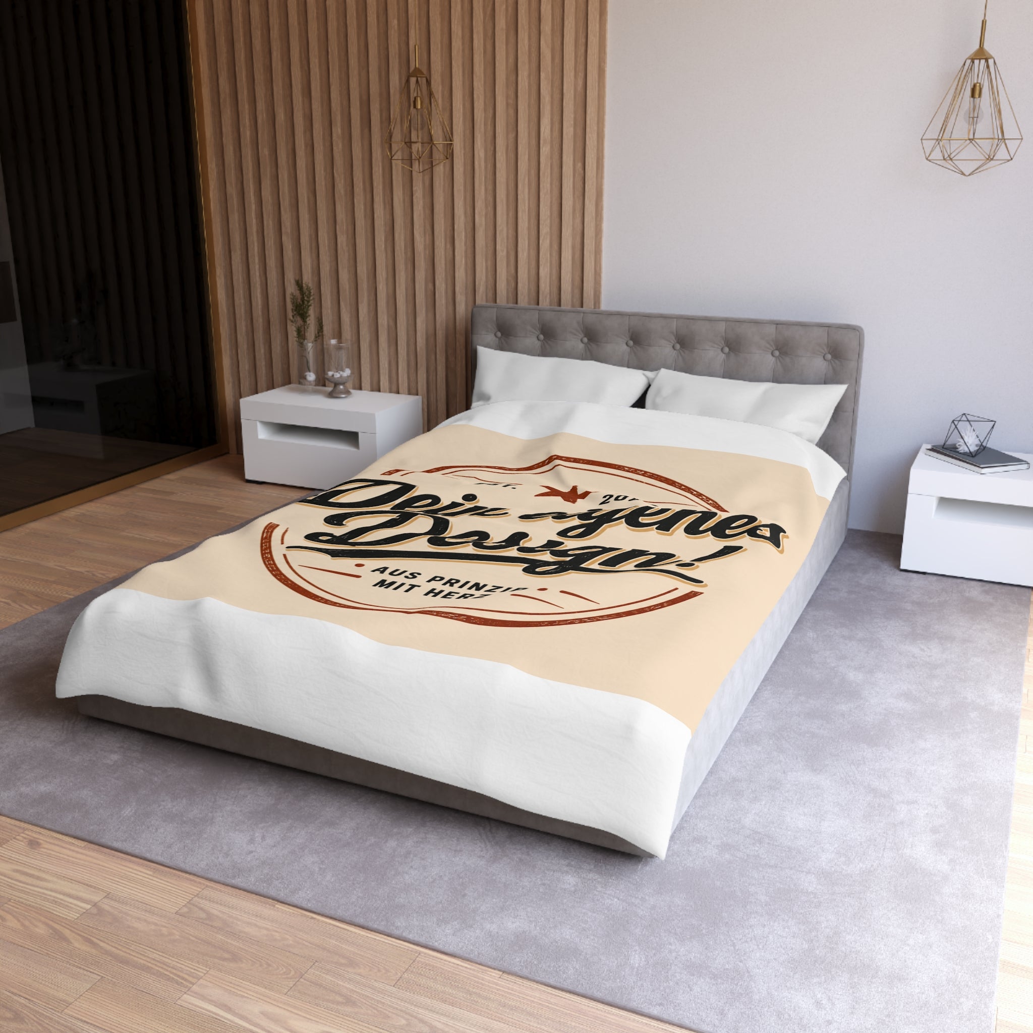 Custom Vintage Badge Duvet Cover — "Dein eigenes Design!" Microfiber Bedding