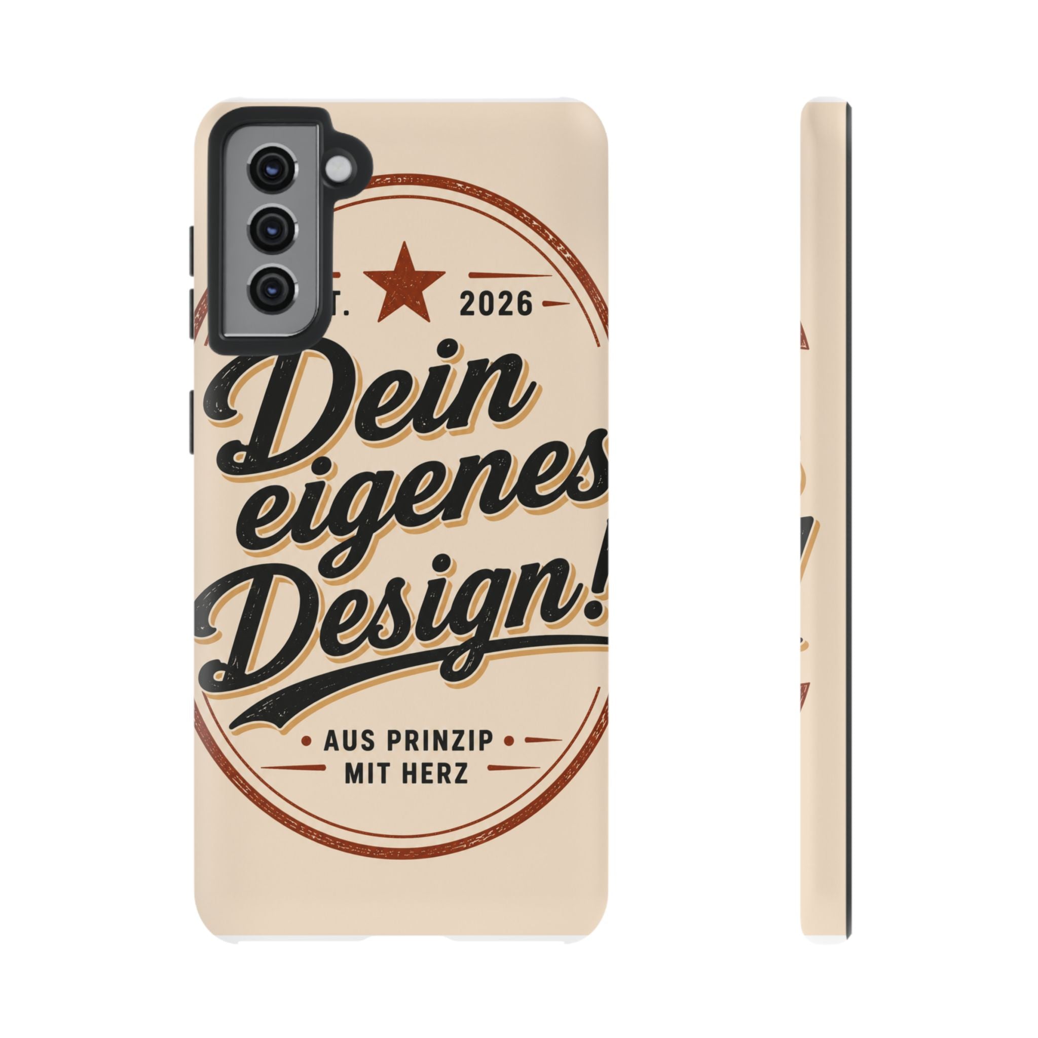 Custom Tough Phone Case — "Dein eigenes Design" Vintage Script Tough Case