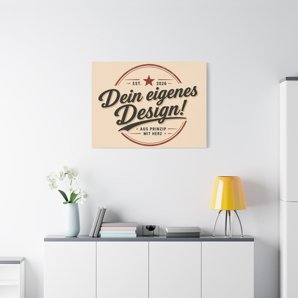 Matte Stretched Canvas - "Dein eigenes Design!" Vintage Badge Wall Art