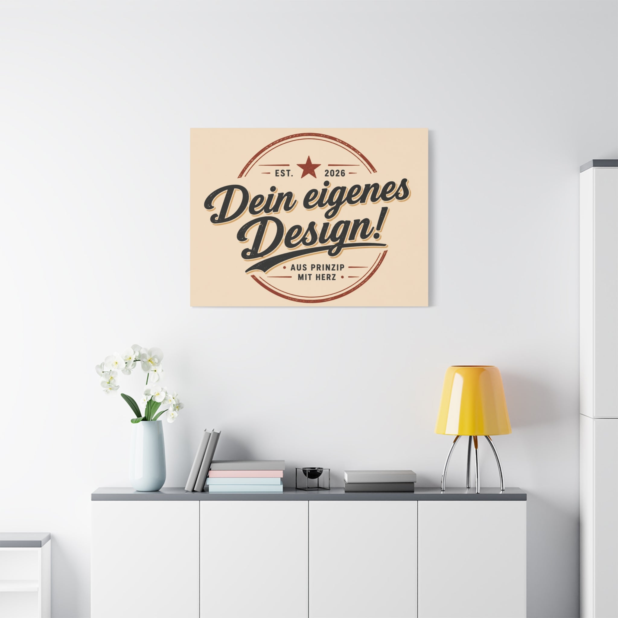Matte Stretched Canvas - "Dein eigenes Design!" Vintage Badge Wall Art