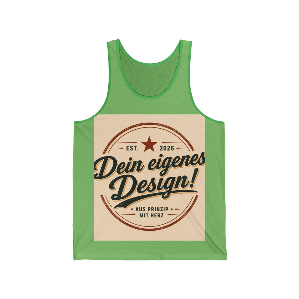Retro Badge Tank Top — "Dein eigenes Design!" Custom German Vintage Logo Tank