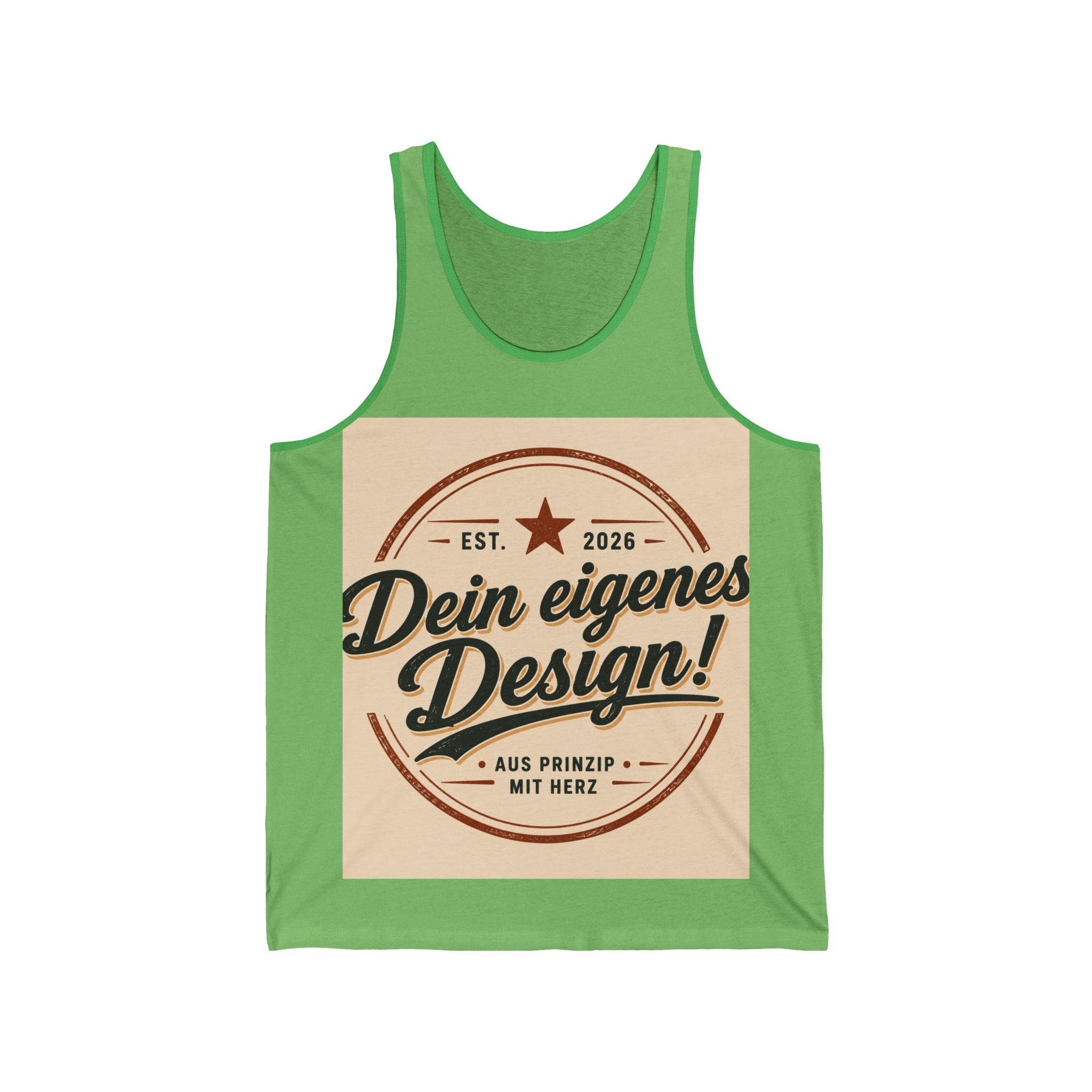 Retro Badge Tank Top — "Dein eigenes Design!" Custom German Vintage Logo Tank