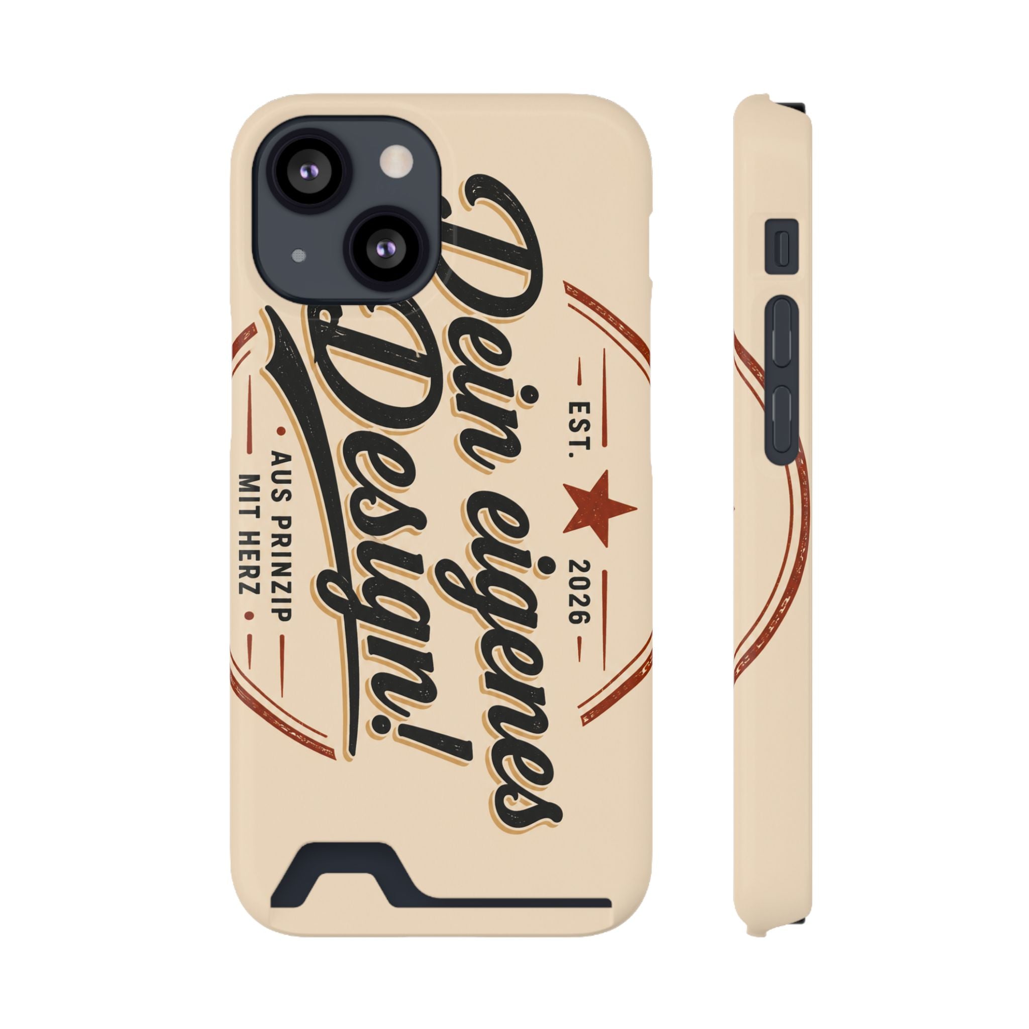 Retro Script Phone Case with Card Holder — "Dein eigenes Design!"