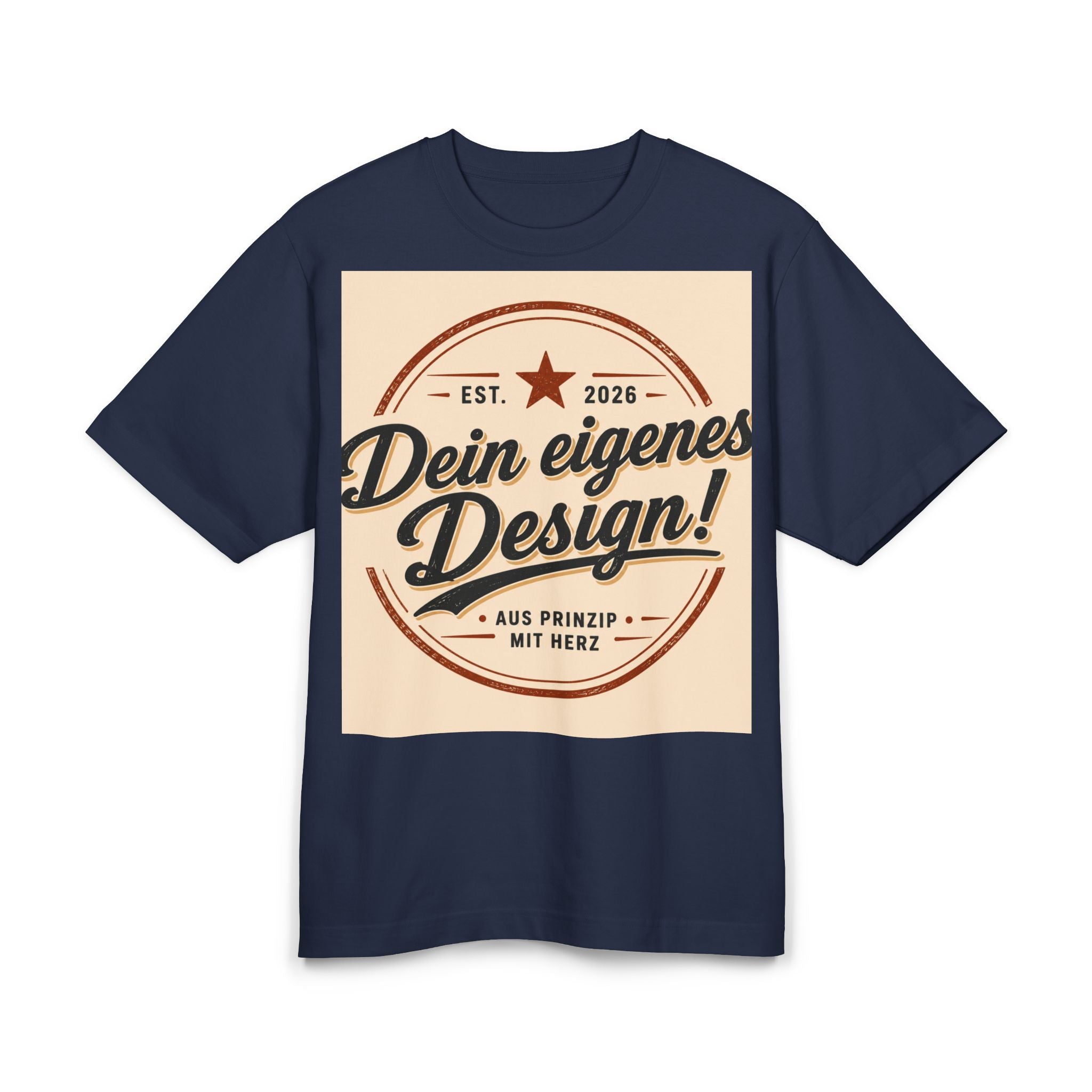 Retro Badge T‑Shirt – "Dein eigenes Design!" Custom German Logo Tee
