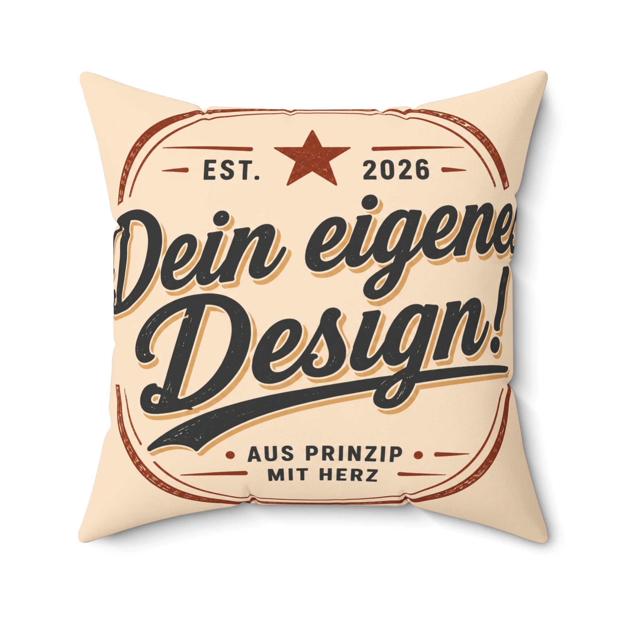 Vintage Script Decorative Pillow — "Dein eigenes Design!" Square Throw Pillow