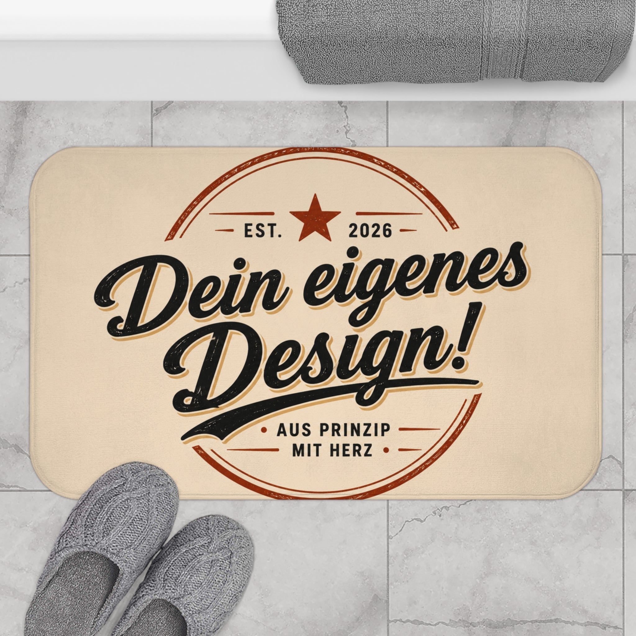 Bath Mat - "Dein eigenes Design!" Vintage German Badge Bath Mat (Established 2026)