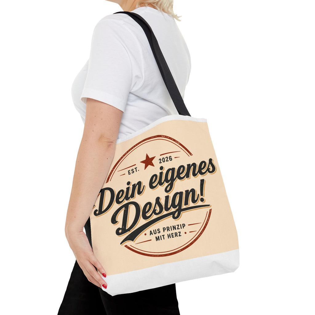 Custom Design Tote Bag — "Dein eigenes Design!" Vintage Emblem Canvas Shopper