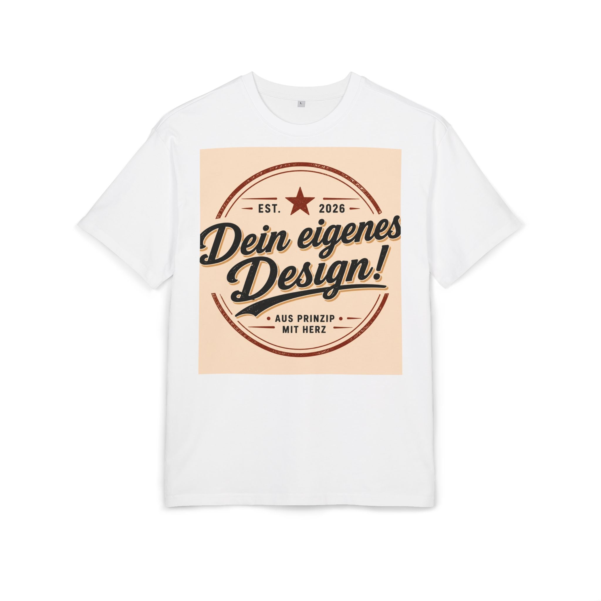 Oversize Tee — "Dein eigenes Design!" Retro Badge Graphic