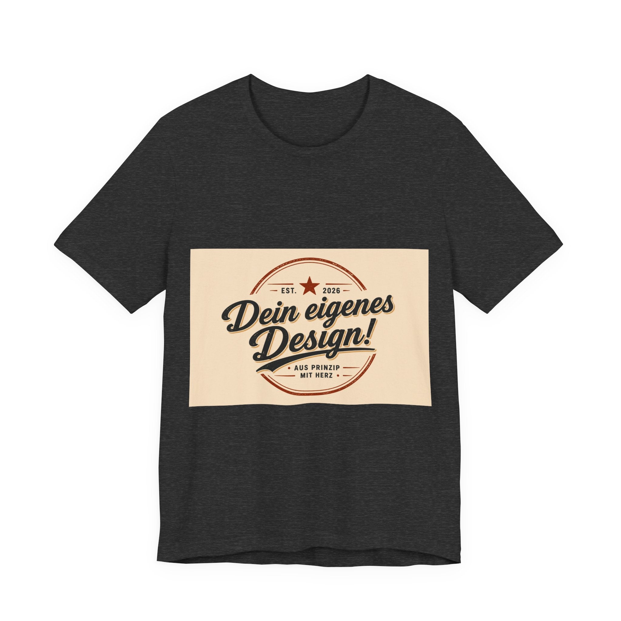 Custom Vintage Badge T-Shirt — "Dein eigenes Design" Personalized Tee