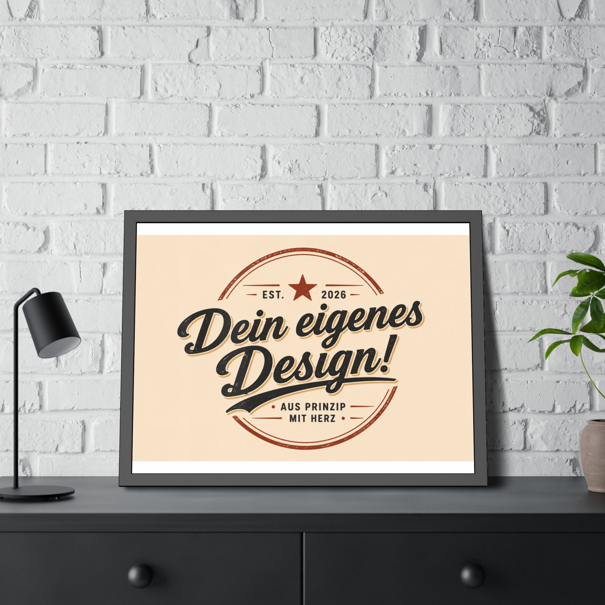 Framed Poster — Custom 'Dein eigenes Design!' Wall Art (Vintage Badge)