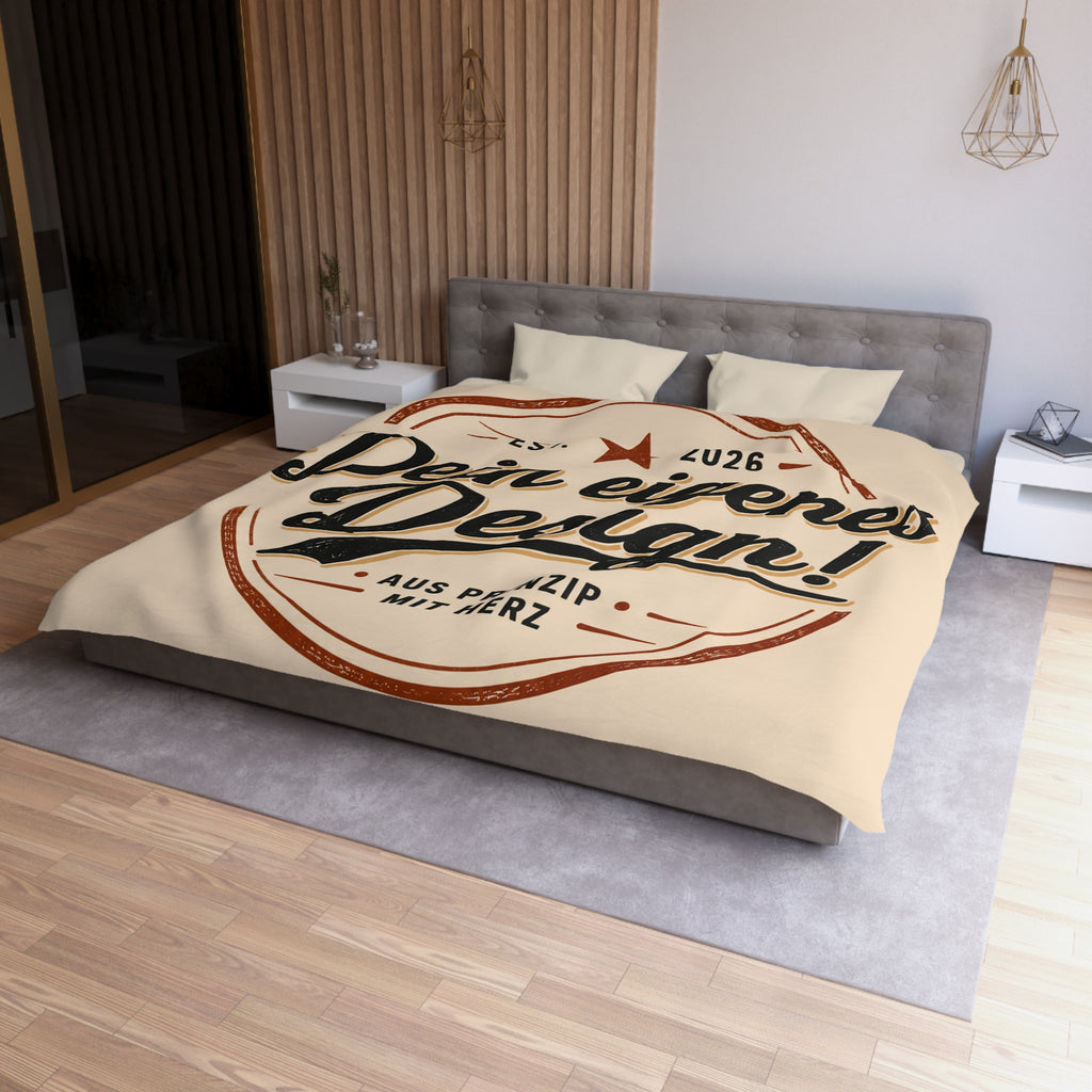 Custom Vintage Badge Duvet Cover — "Dein eigenes Design!" Microfiber Bedding