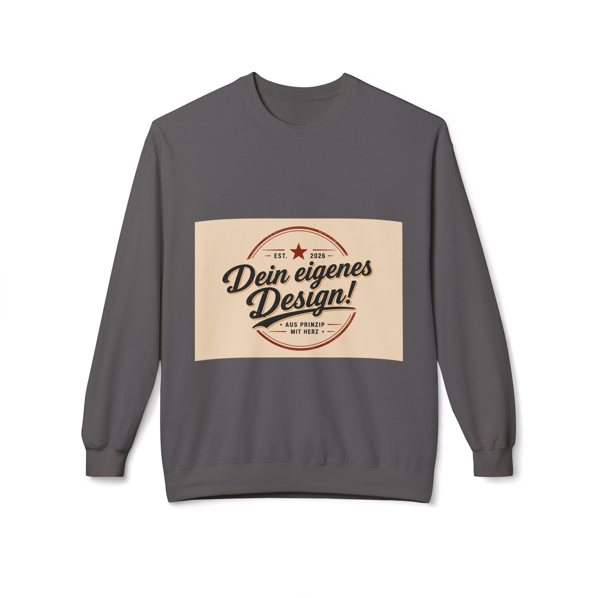 Crewneck Sweatshirt — "Dein eigenes Design!" Retro Badge Graphic