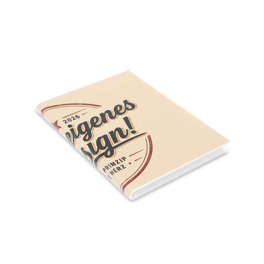 Vintage Badge Hardcover Notebook — 'Dein eigenes Design' Puffy Cover Journal