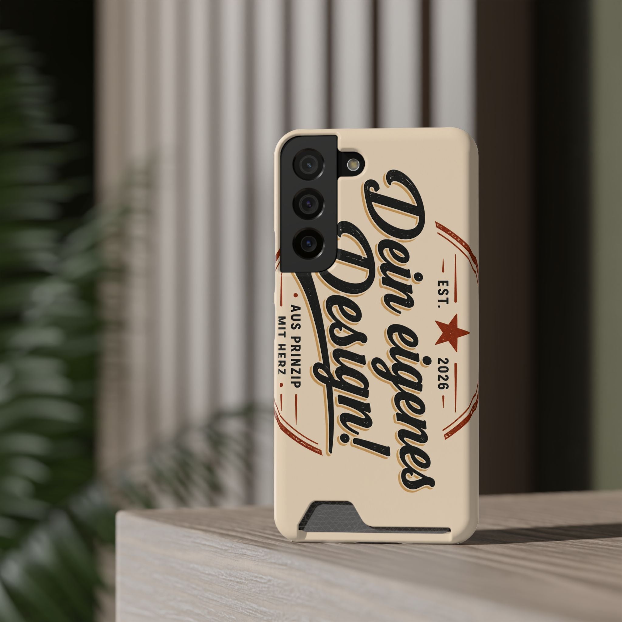 Retro Script Phone Case with Card Holder — "Dein eigenes Design!"