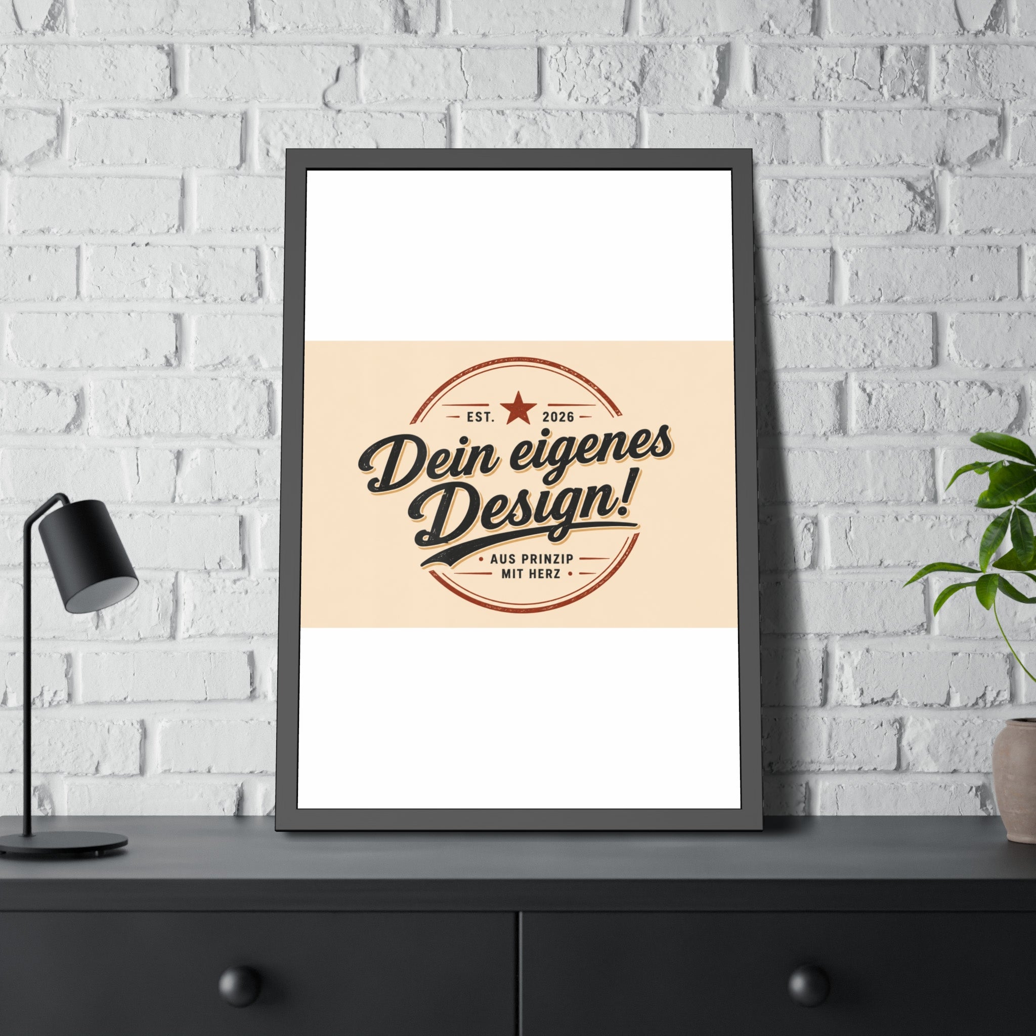Framed Poster — Custom 'Dein eigenes Design!' Wall Art (Vintage Badge)