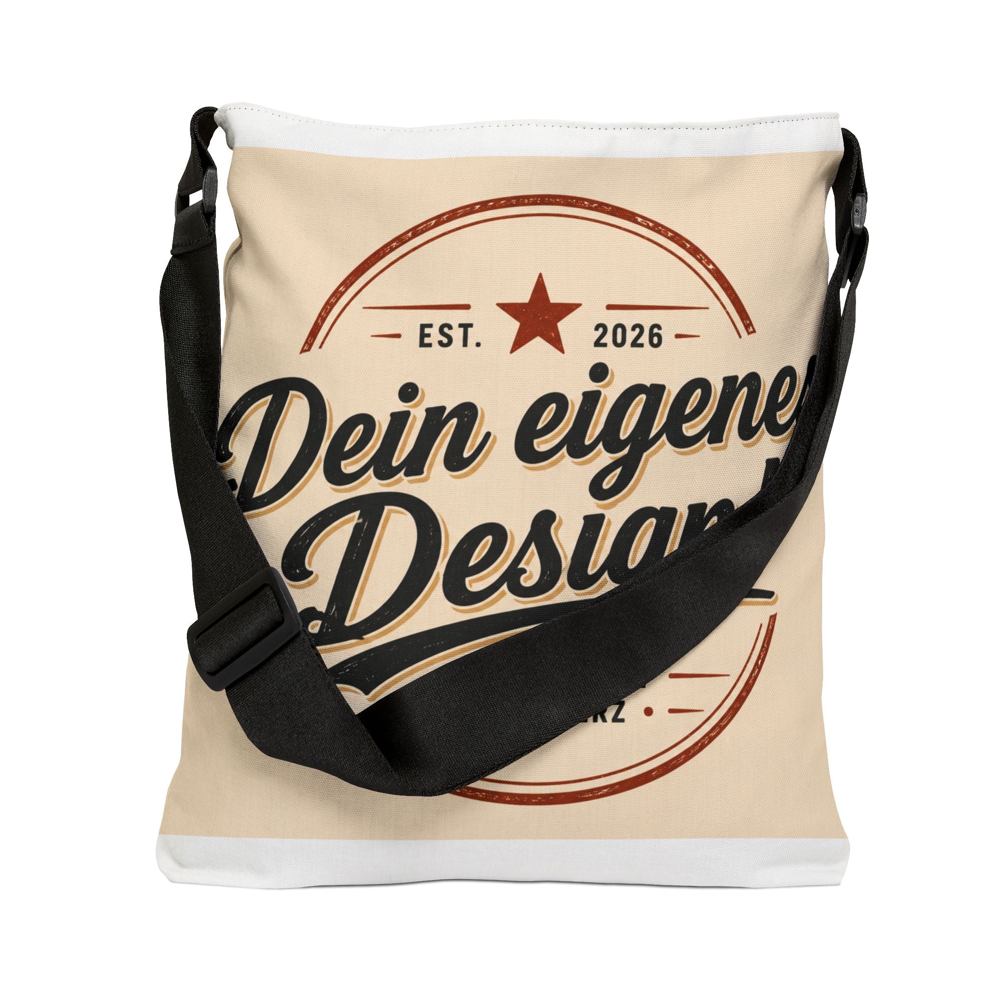 Adjustable Tote Bag — "Dein eigenes Design!" Vintage Custom Canvas Shoulder Tote