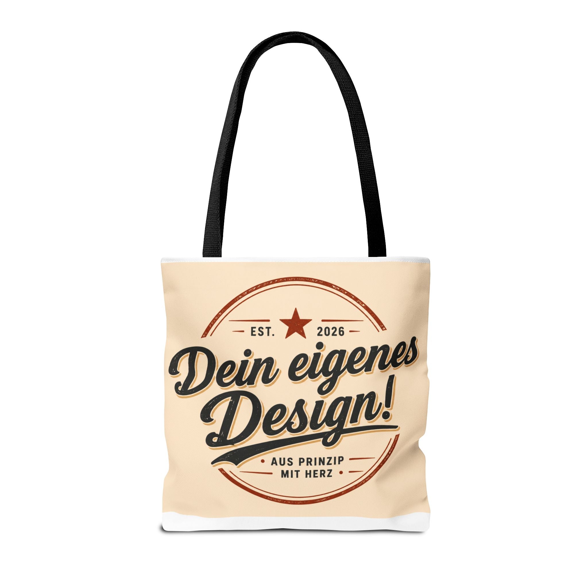 Custom Design Tote Bag — "Dein eigenes Design!" Vintage Emblem Canvas Shopper