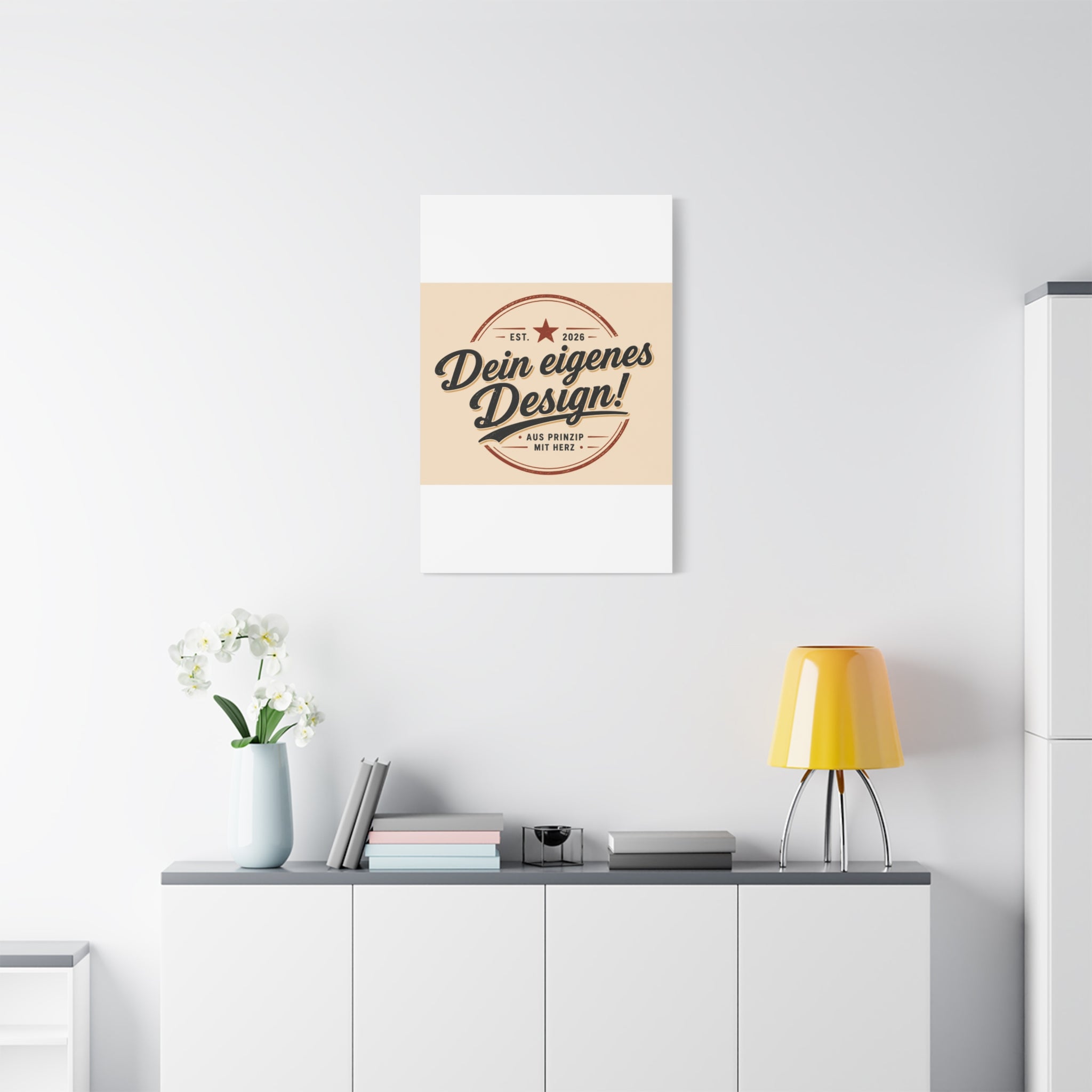 Matte Stretched Canvas - "Dein eigenes Design!" Vintage Badge Wall Art