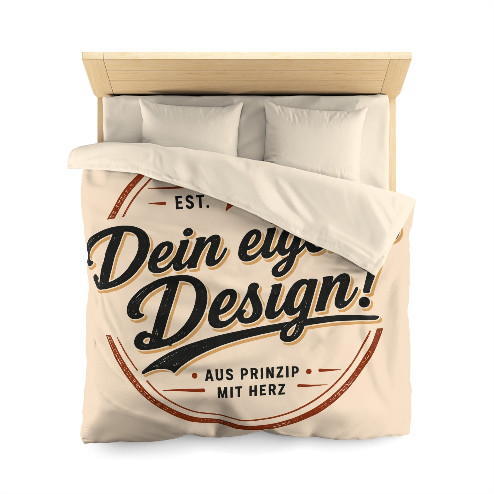 Custom Vintage Badge Duvet Cover — "Dein eigenes Design!" Microfiber Bedding