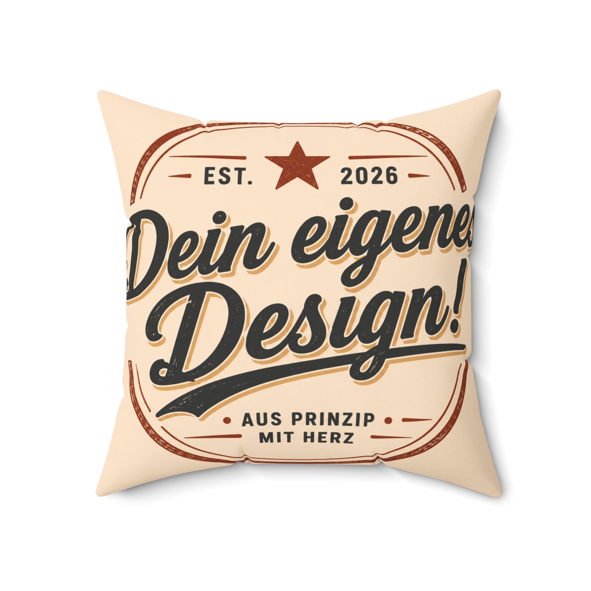 Vintage Script Decorative Pillow — "Dein eigenes Design!" Square Throw Pillow