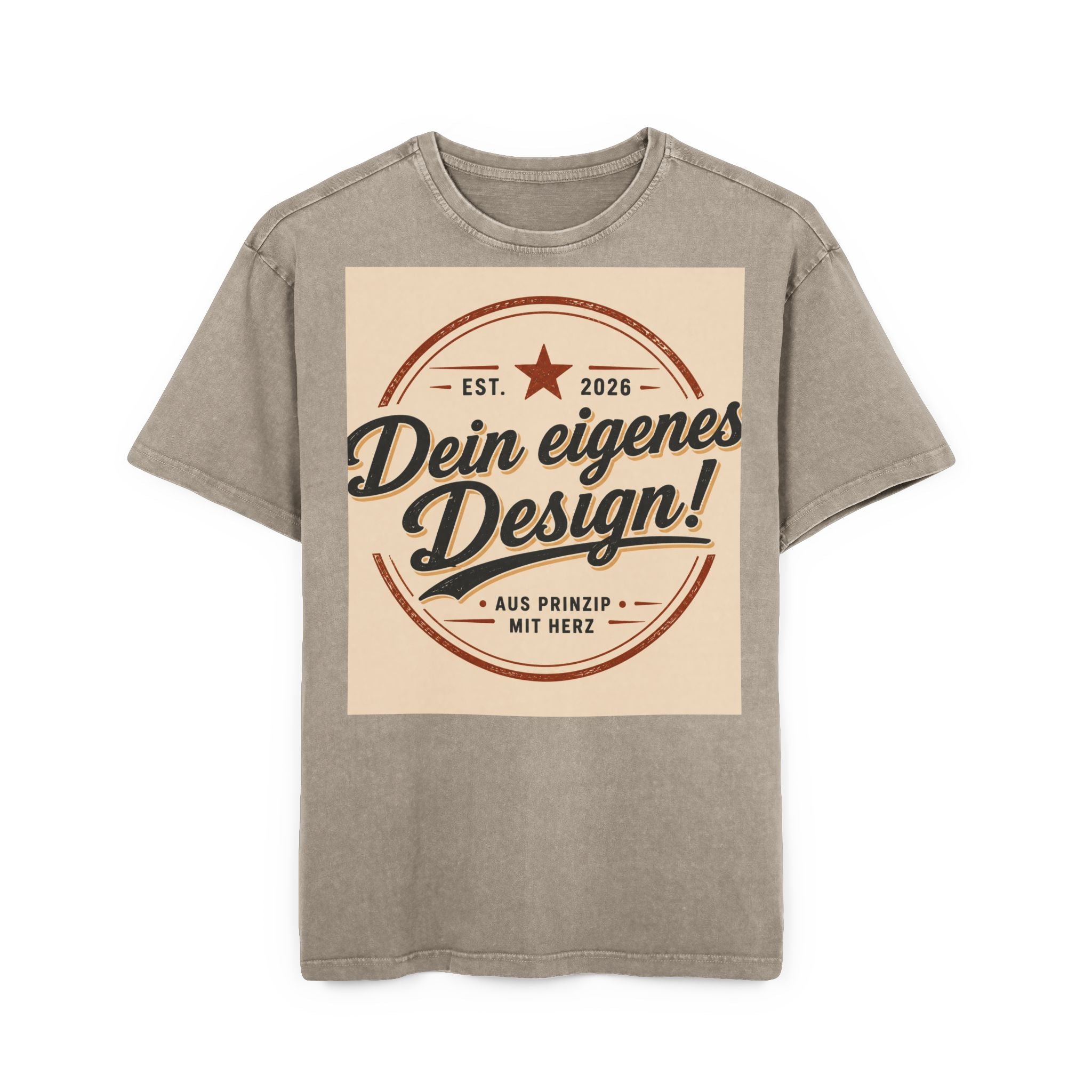 Vintage Logo Tee — "Dein eigenes Design!" Acid Wash Oversized Shirt