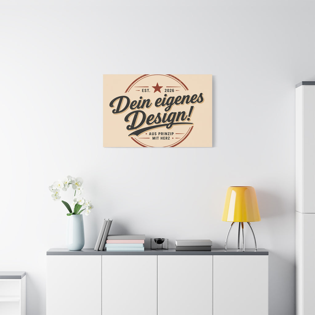 Matte Stretched Canvas - "Dein eigenes Design!" Vintage Badge Wall Art