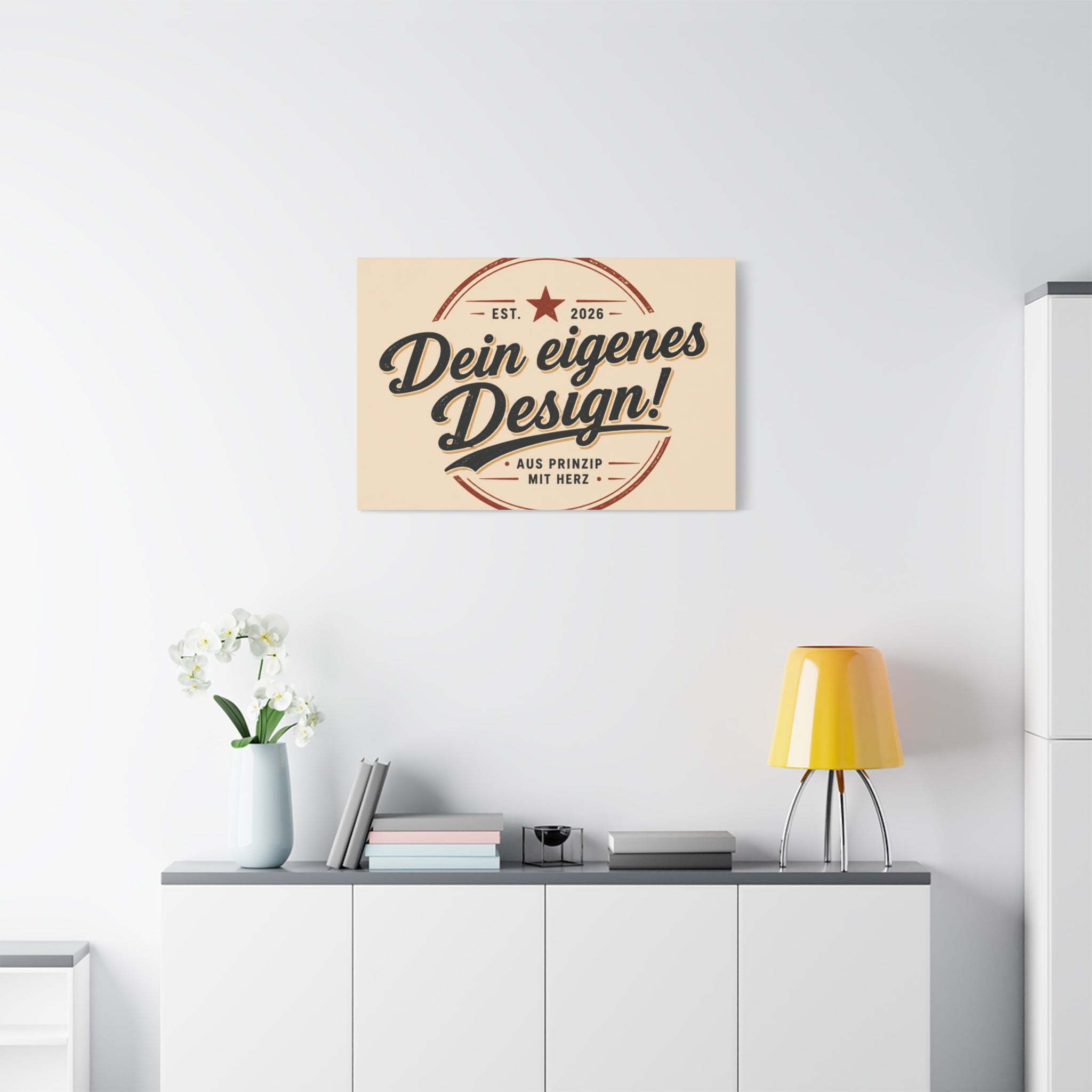 Matte Stretched Canvas - "Dein eigenes Design!" Vintage Badge Wall Art