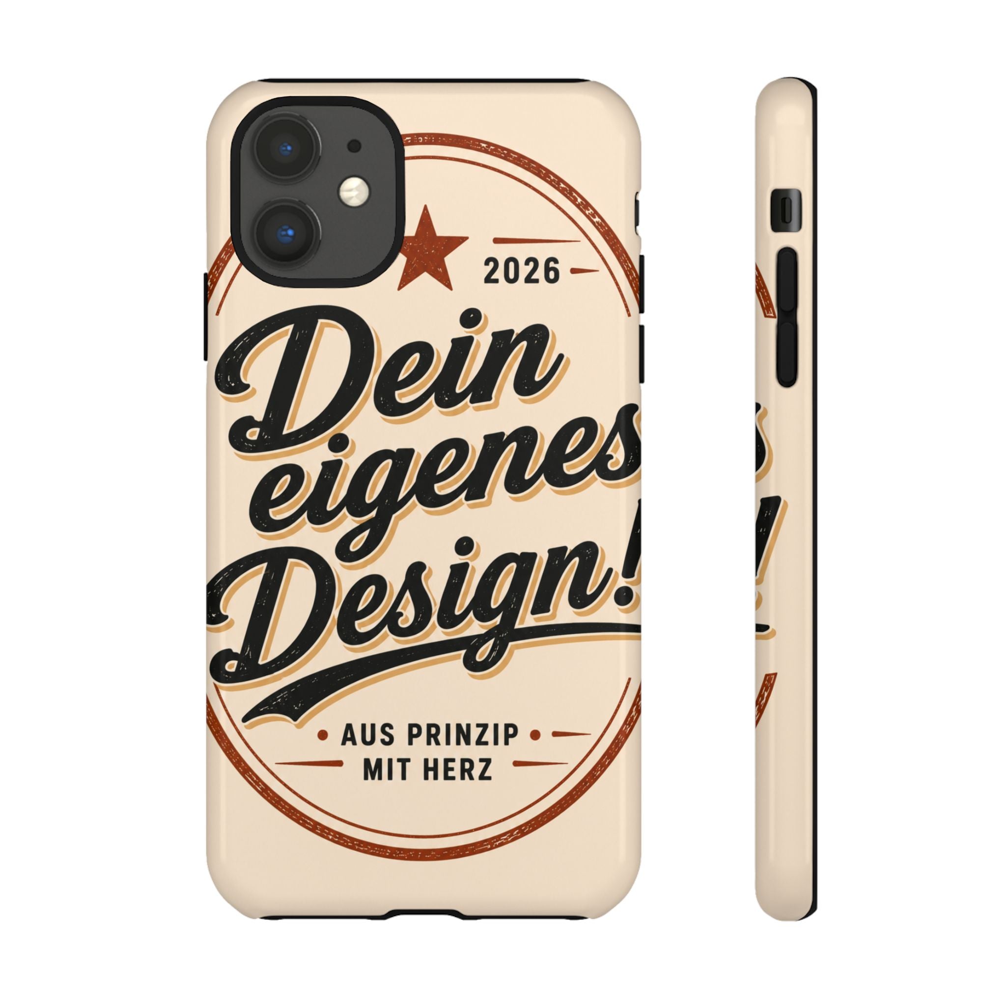 Custom Tough Phone Case — "Dein eigenes Design" Vintage Script Tough Case