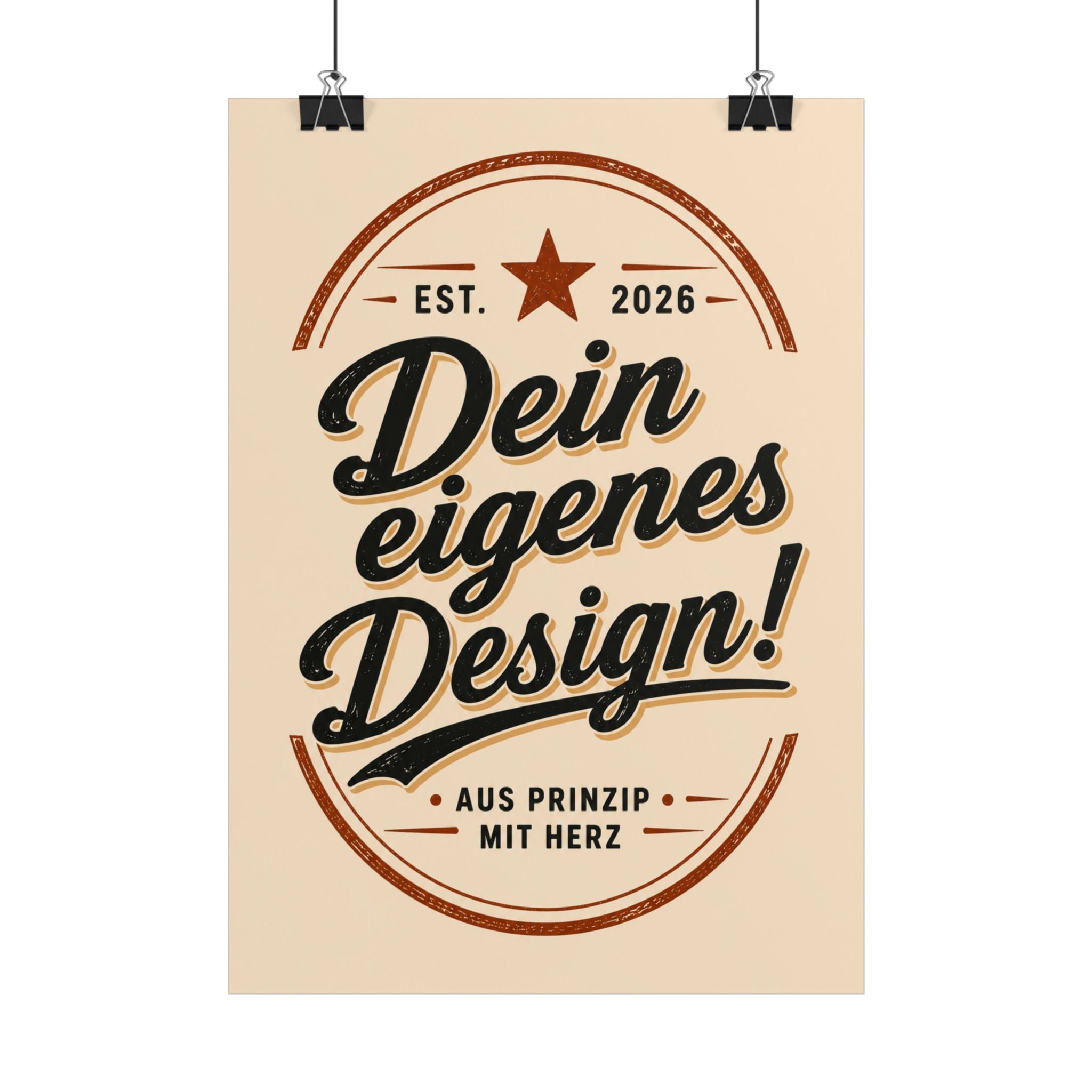Poster - 'Dein eigenes Design!': Vintage Badge Typography Wall Art