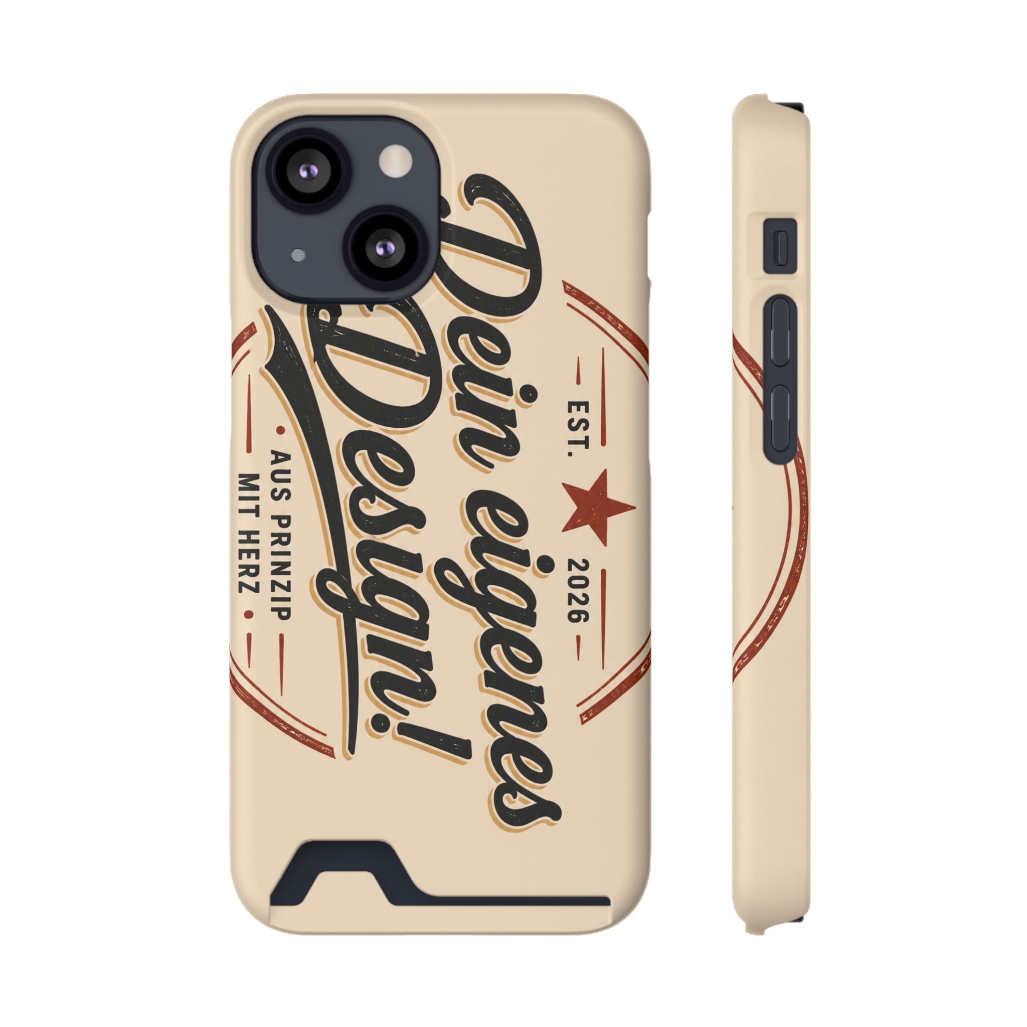 Retro Script Phone Case with Card Holder — "Dein eigenes Design!"