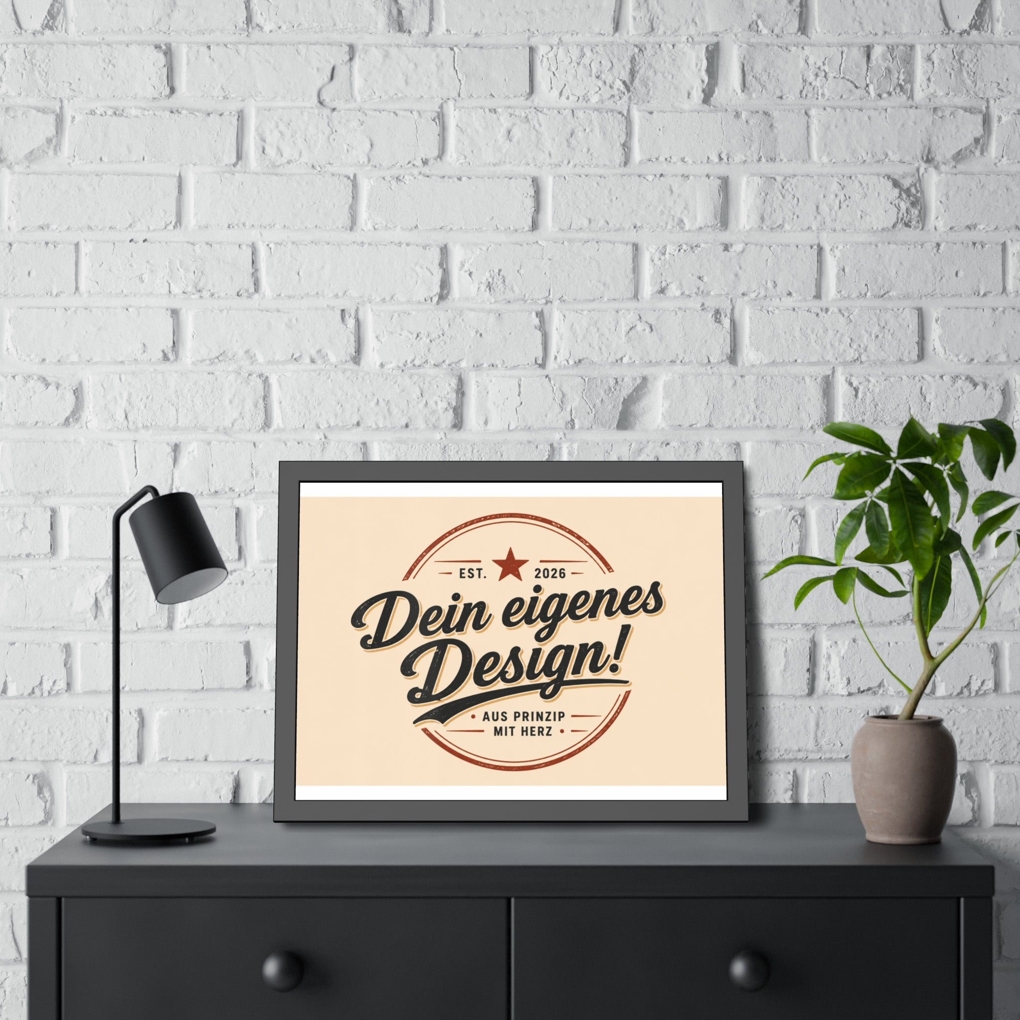 Framed Poster — Custom 'Dein eigenes Design!' Wall Art (Vintage Badge)