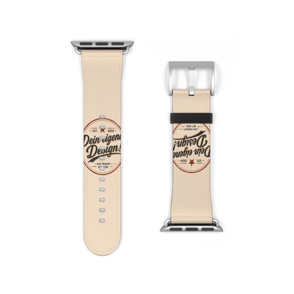 Vintage Stamp Leather Watch Band — Custom 'Dein eigenes Design' Accent