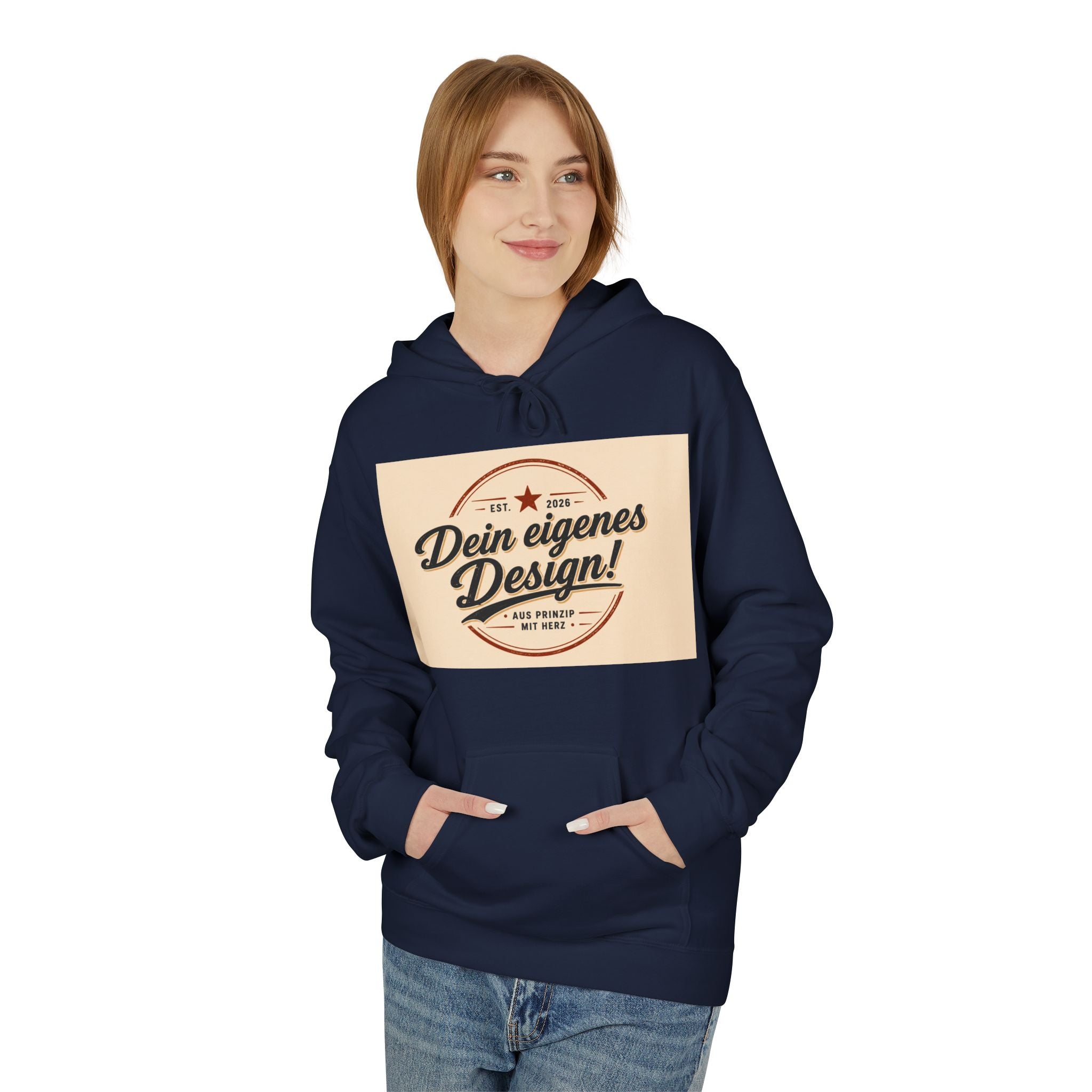 Hoodie — Custom Vintage Badge Design (Dein eigenes Design!)