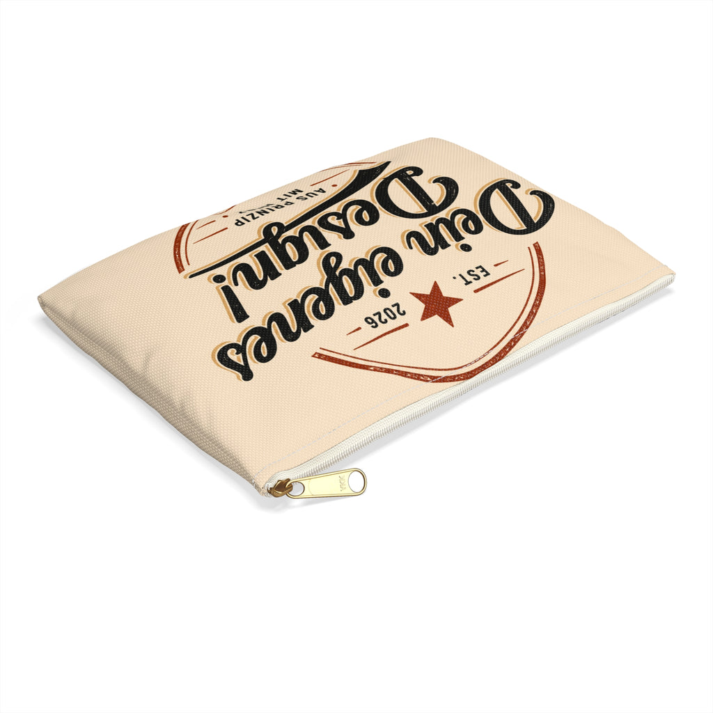 Retro Logo Accessory Pouch — "Dein eigenes Design!" Cotton Zip Bag